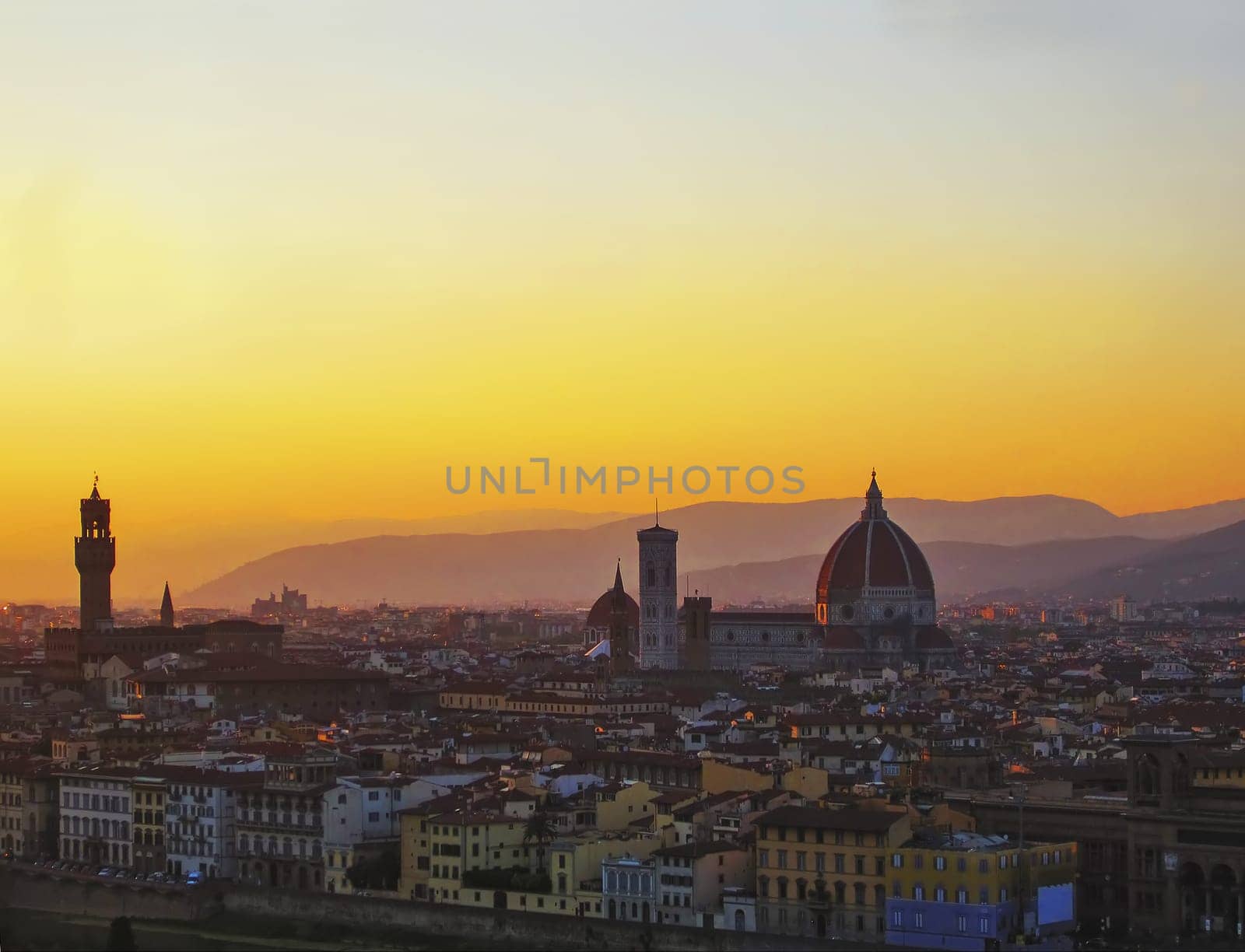 View of Flerence at dusk, Italy