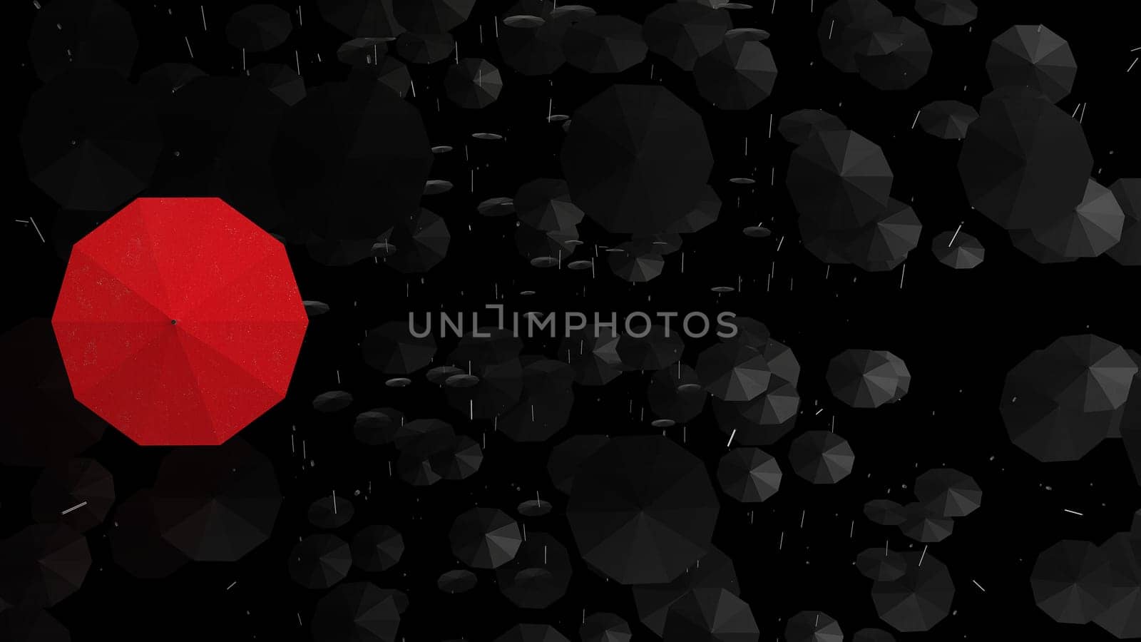 The umbrellas stand out from the crowd like a different leader or concept