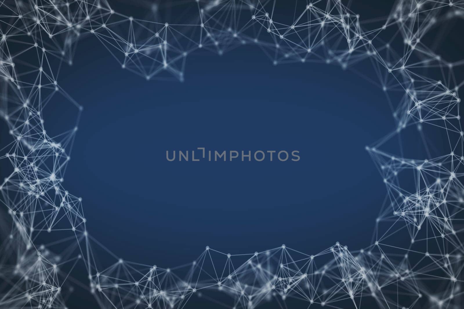 Abstract oscillating network of points and lines. Looped animation with depth of field. 3d render