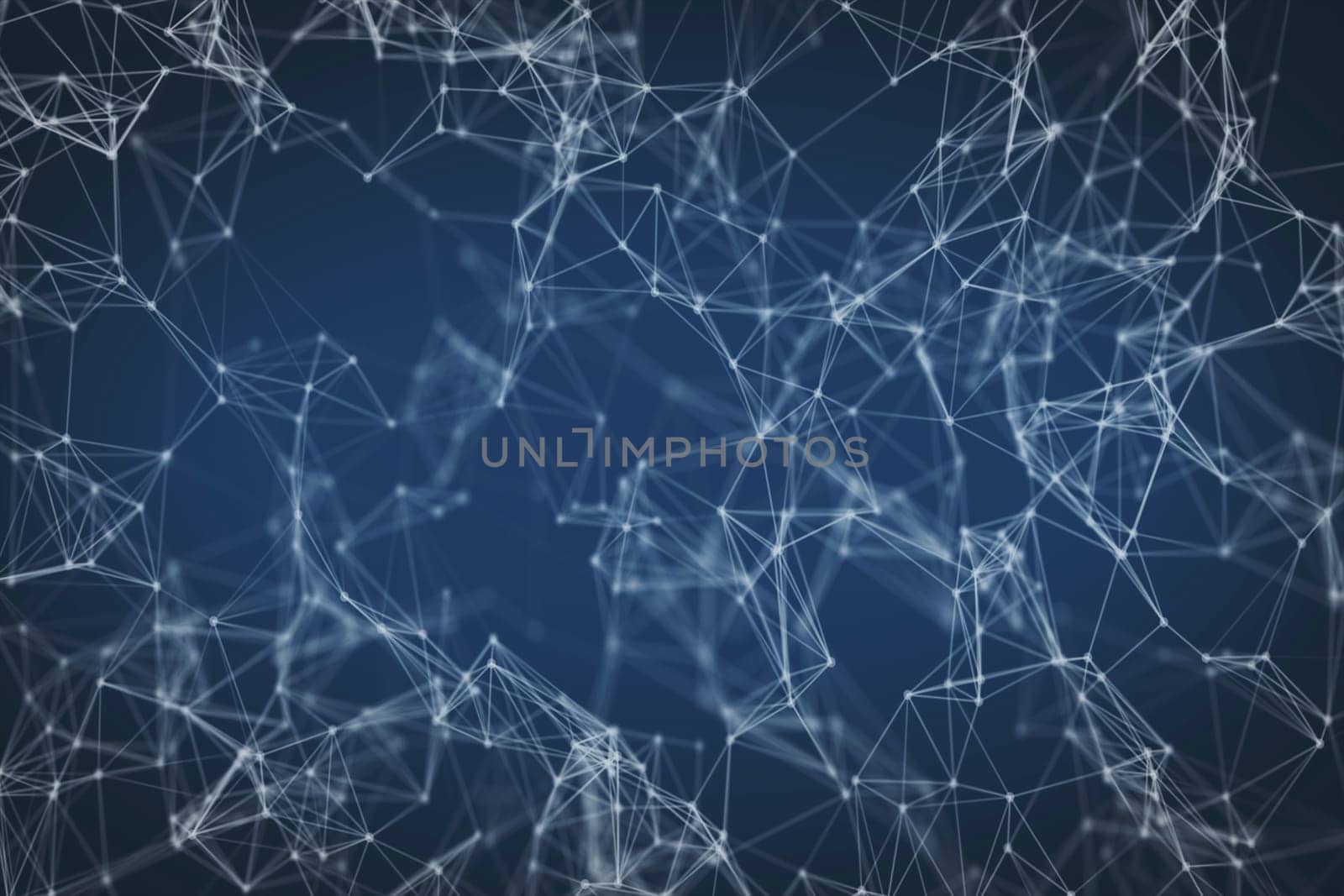 Abstract oscillating network of points and lines. Looped animation with depth of field. 3d render