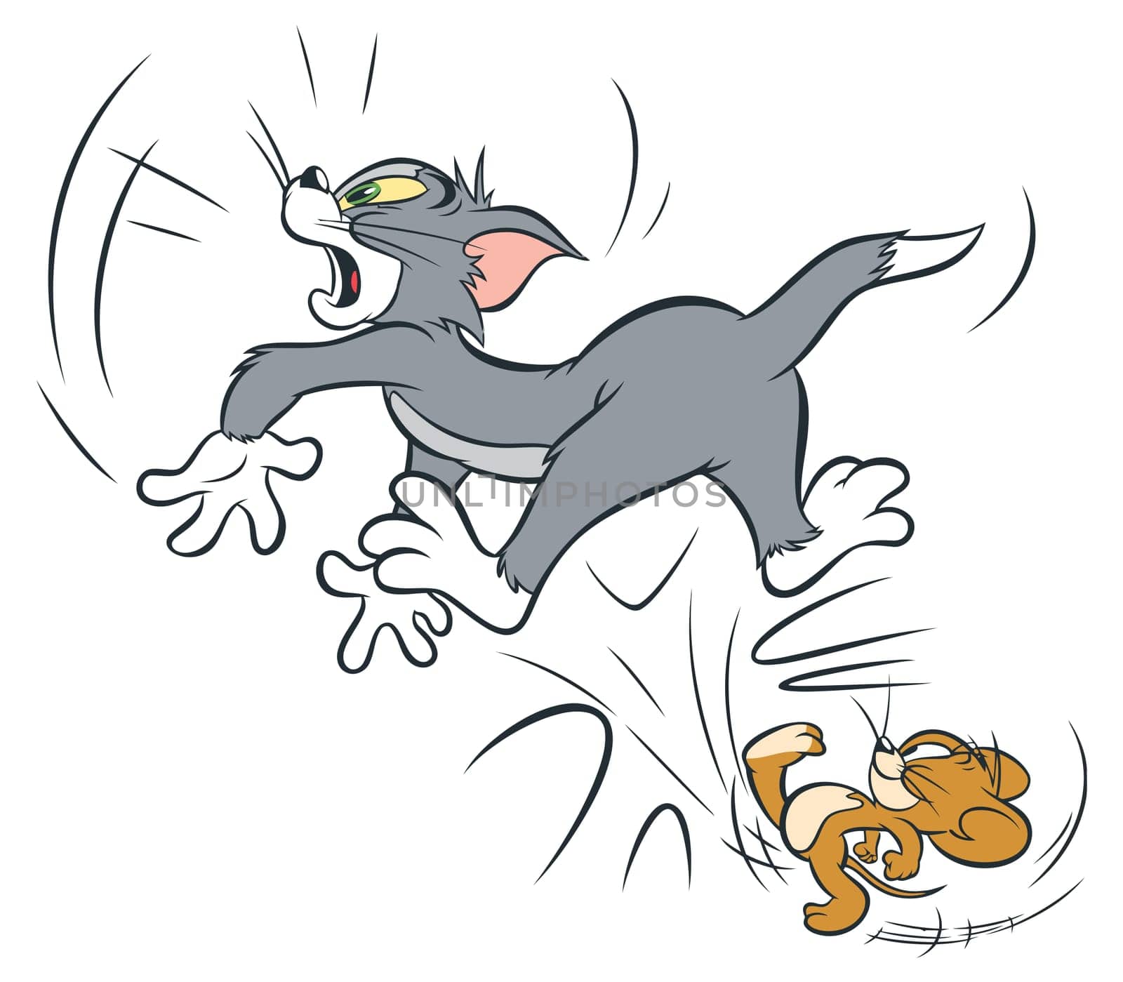 jerry kicking tom illustration classic cartoon