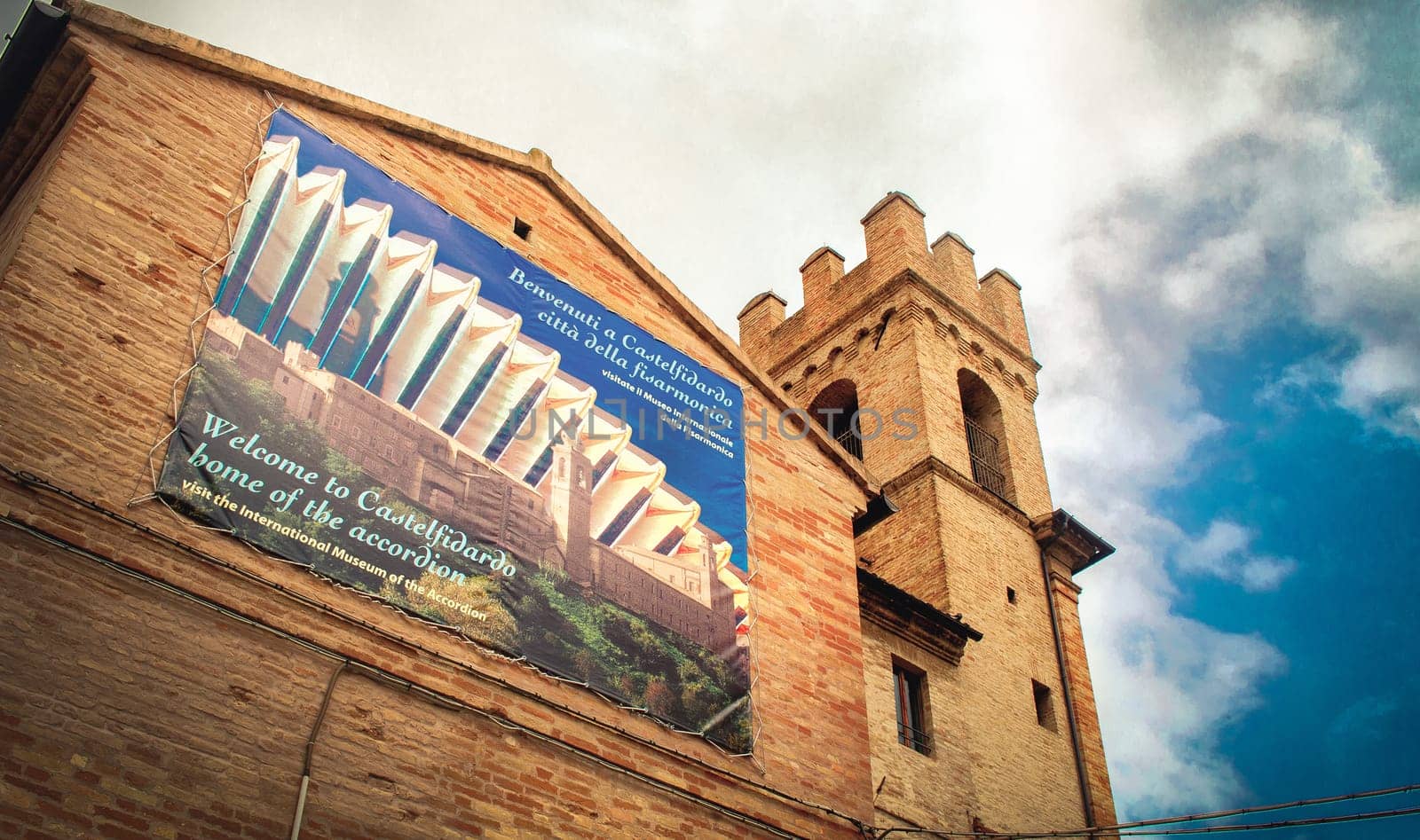 Castelfidardo, Italy,  14 Jul 2013 - the museum of the accordion in Castelfidardo in the Marche province, hometown of accordion instrument