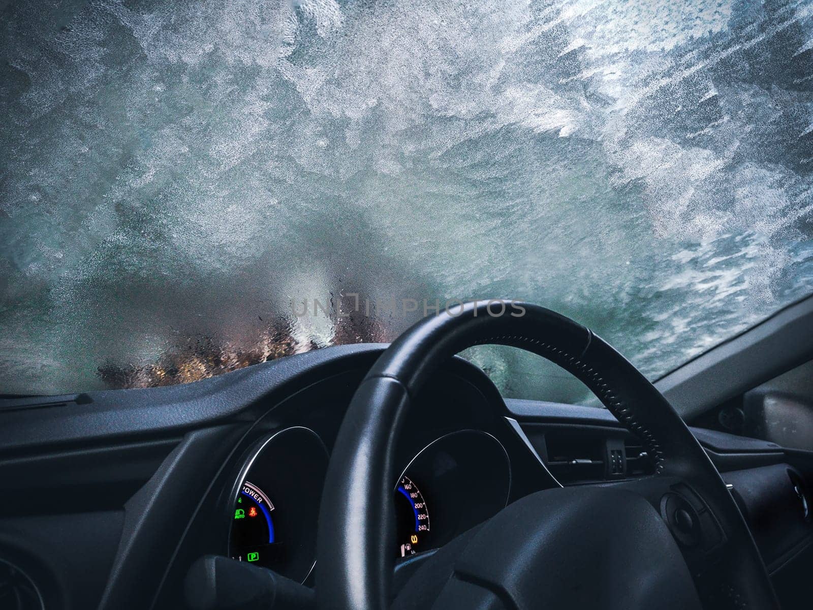 frozen car glass icy background automobile interior frosted .