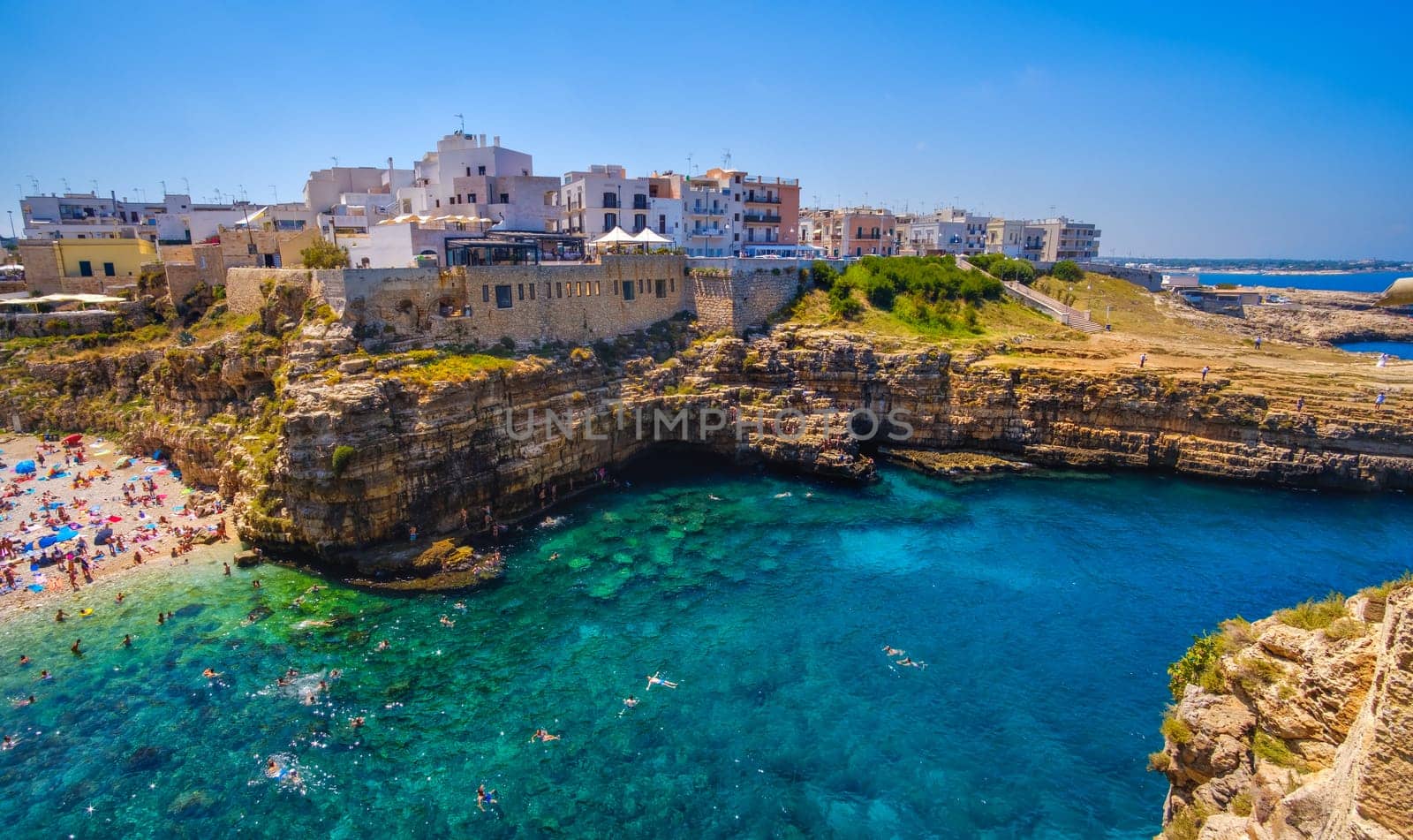 south italy sea village Polignano a Mare - Bari province - Apulia - Italy .
