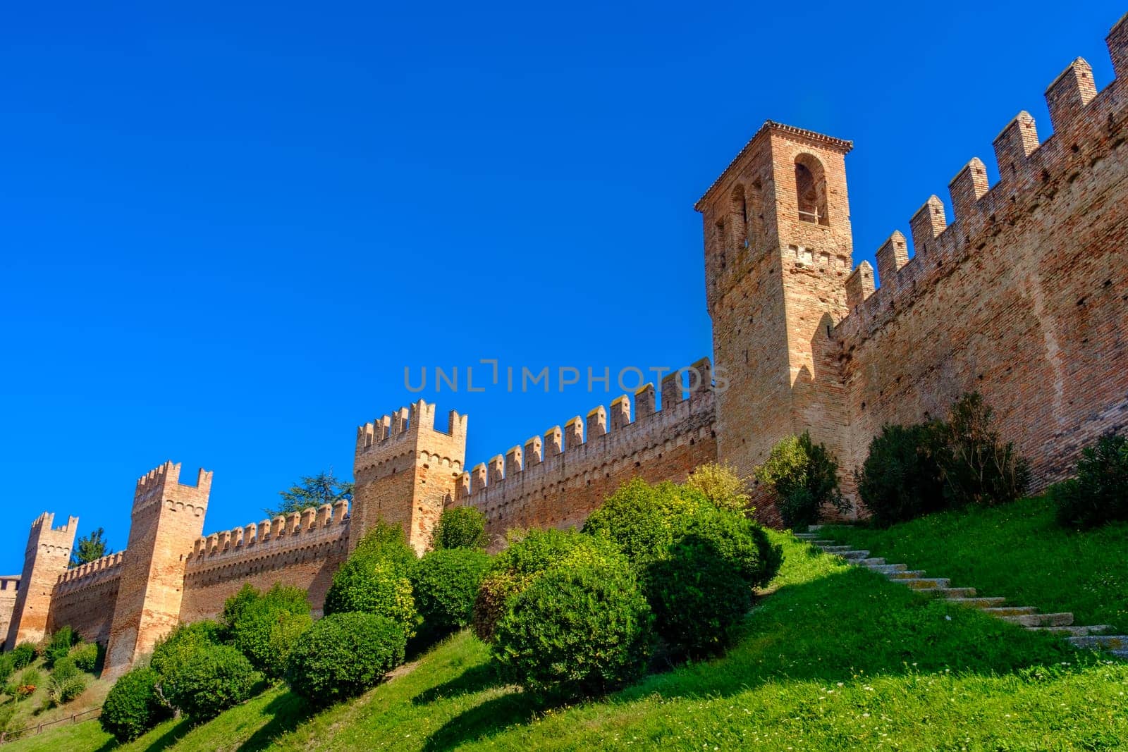 castle walls background copyspace - Gradara - Pesaro - Italy .