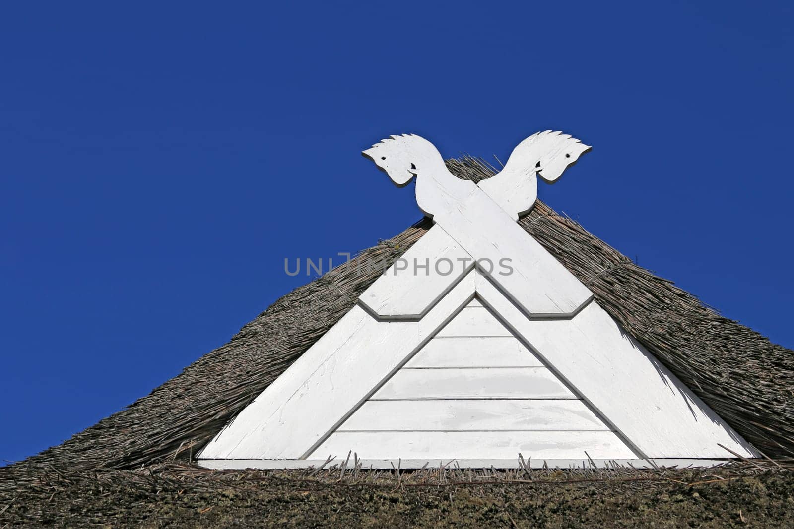 White horse heads on Low German hall house