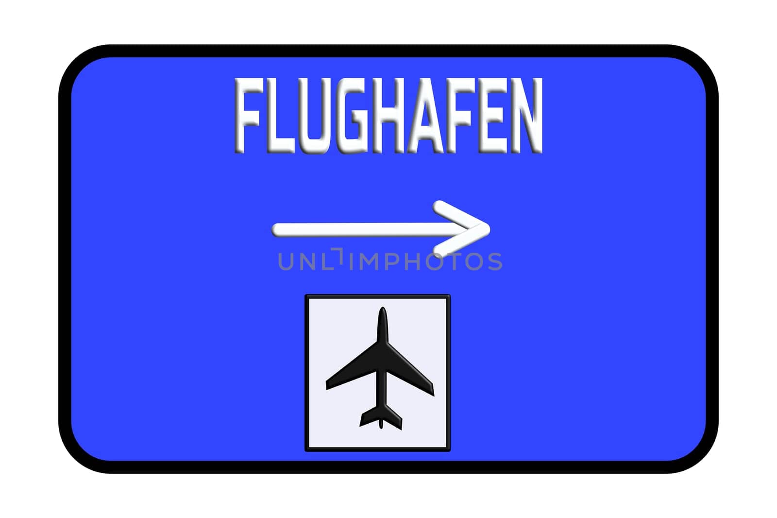 Germany Airport Highway Road Sign 3D Illustration