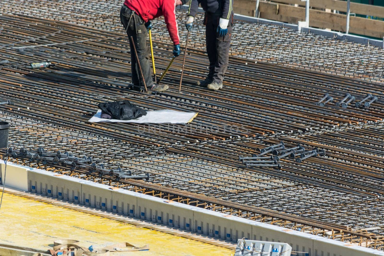 VELBERT, NRW, GERMANY - MARCH 17, 2016:.Preparation for concrete work construction of a residential and commercial building in Velbert City.