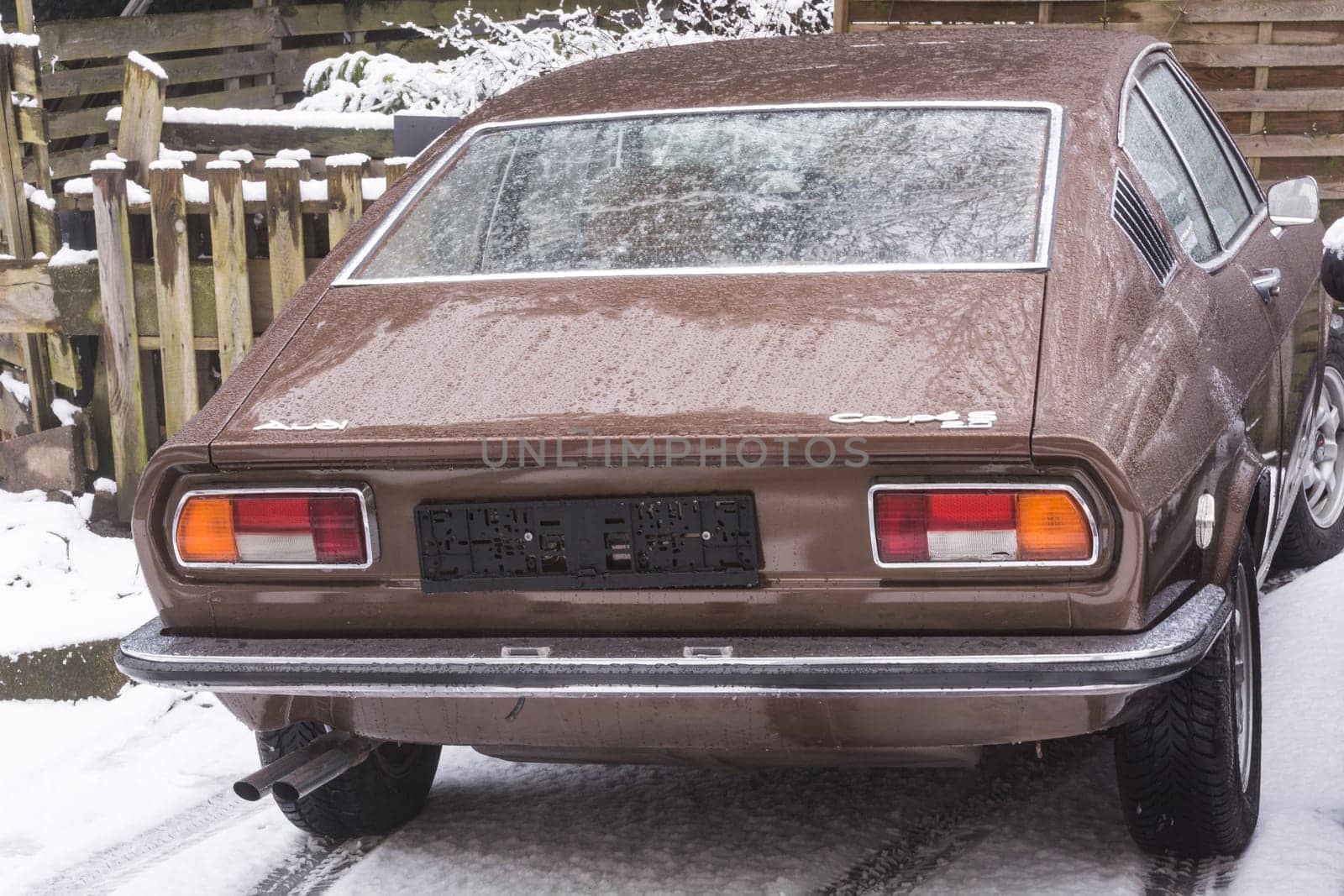 VELBERT, NRW, GERMANY - MARCH 07, 2016:.Old Audi 100 Coupe S in a public parking in Velbert, Germany.