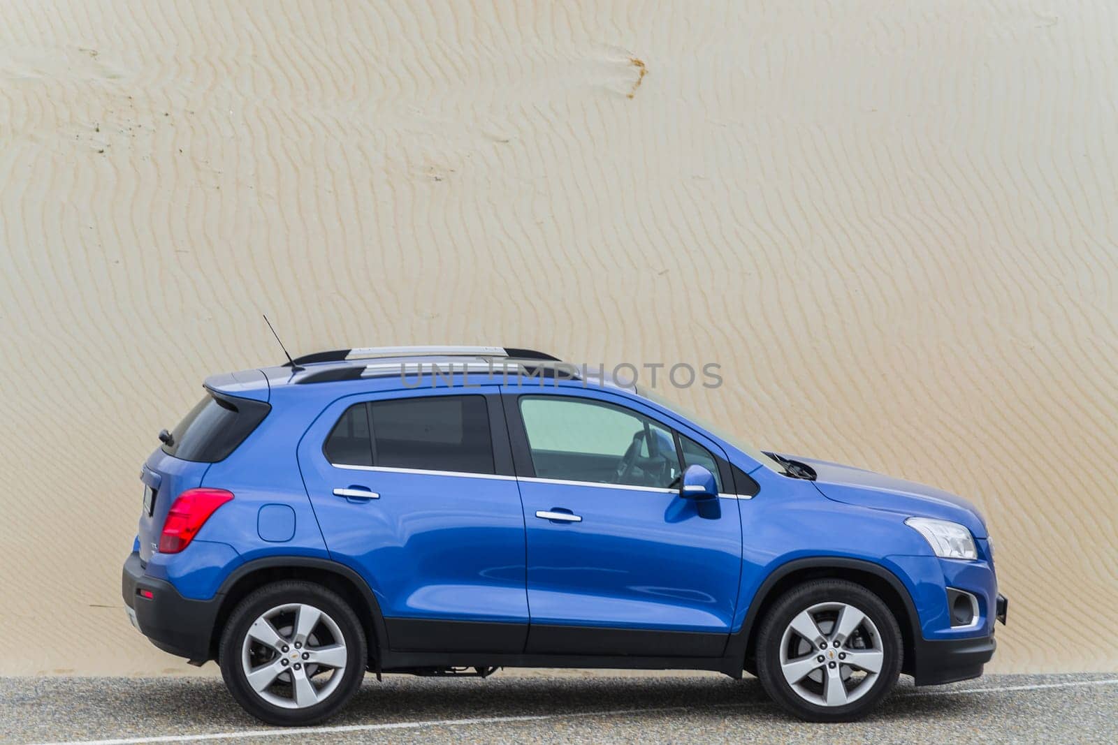 BROUWERSDAM, ZEELAND, THE NETHERLANDS - JUNE 16, 2015:.Chevrolet Trax 2015 the Brouwerdam on North Sea coast in the dunes..