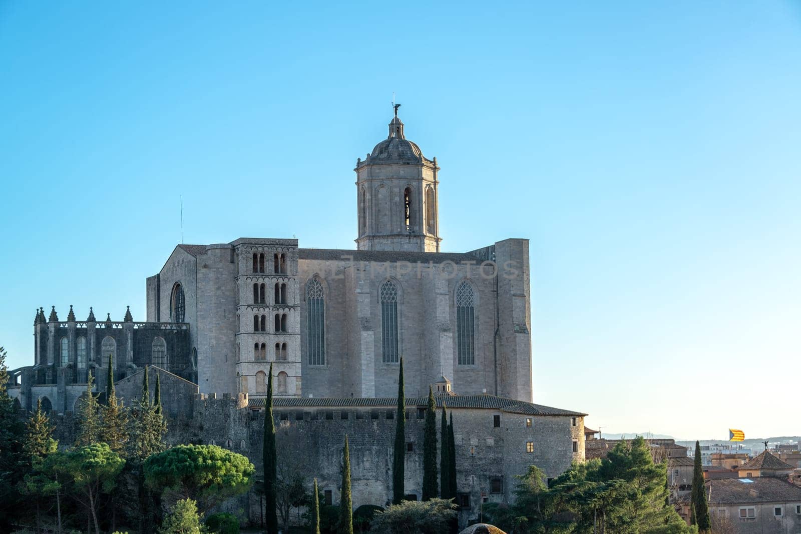 View of the magnificent cathedral in Girona, Spain