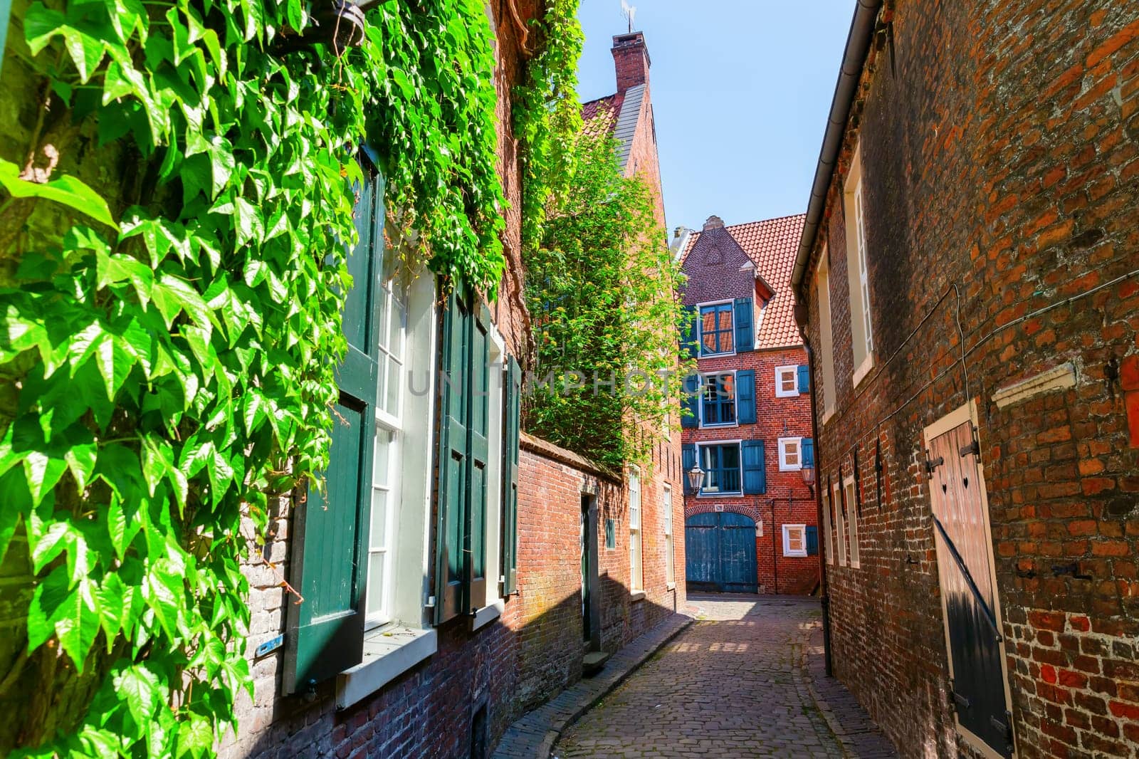 picturesque alley in the medieval old town of Leer, Ostfriesland