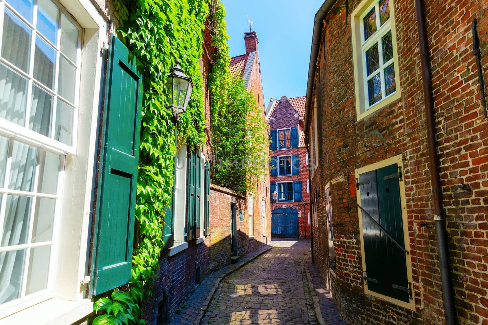 picturesque alley in the medieval old town of Leer, Ostfriesland