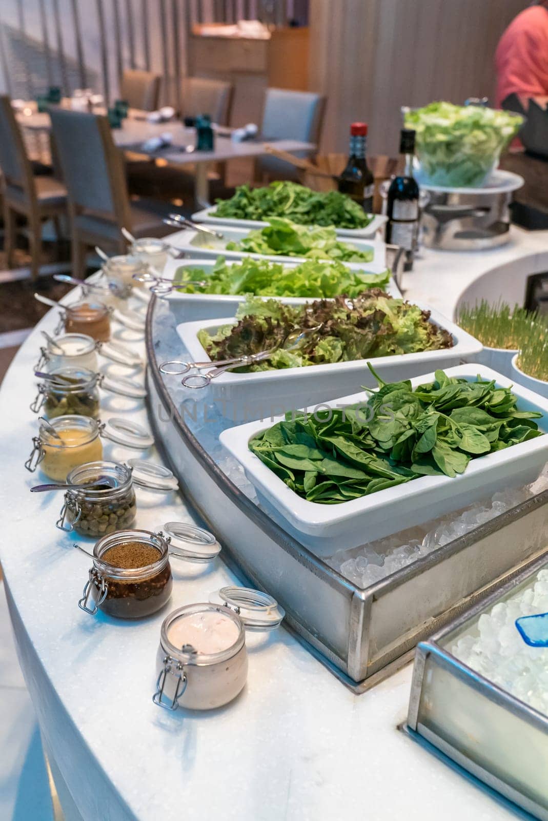 Salad bar station in buffet line
