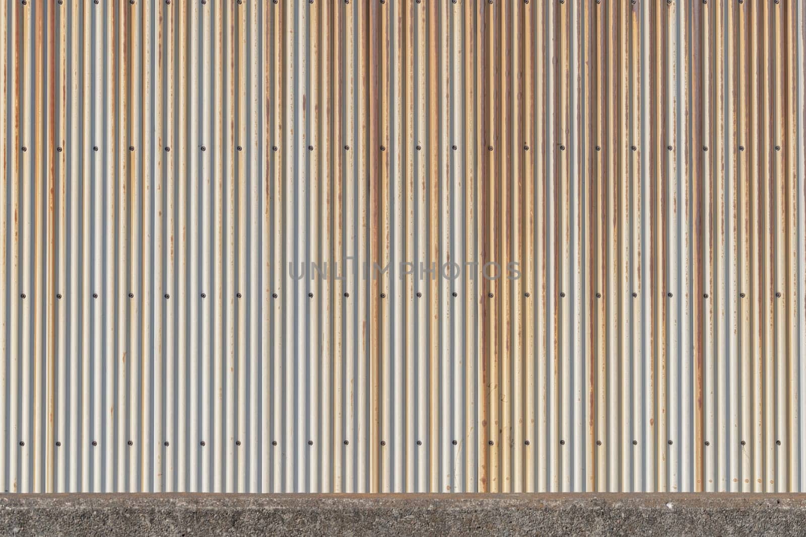 exterior of metal sheet warehouse wall