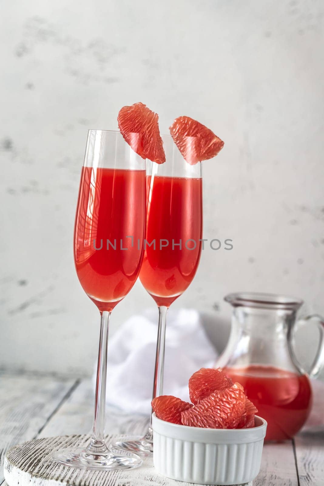 Glasses of Mimosa cocktail