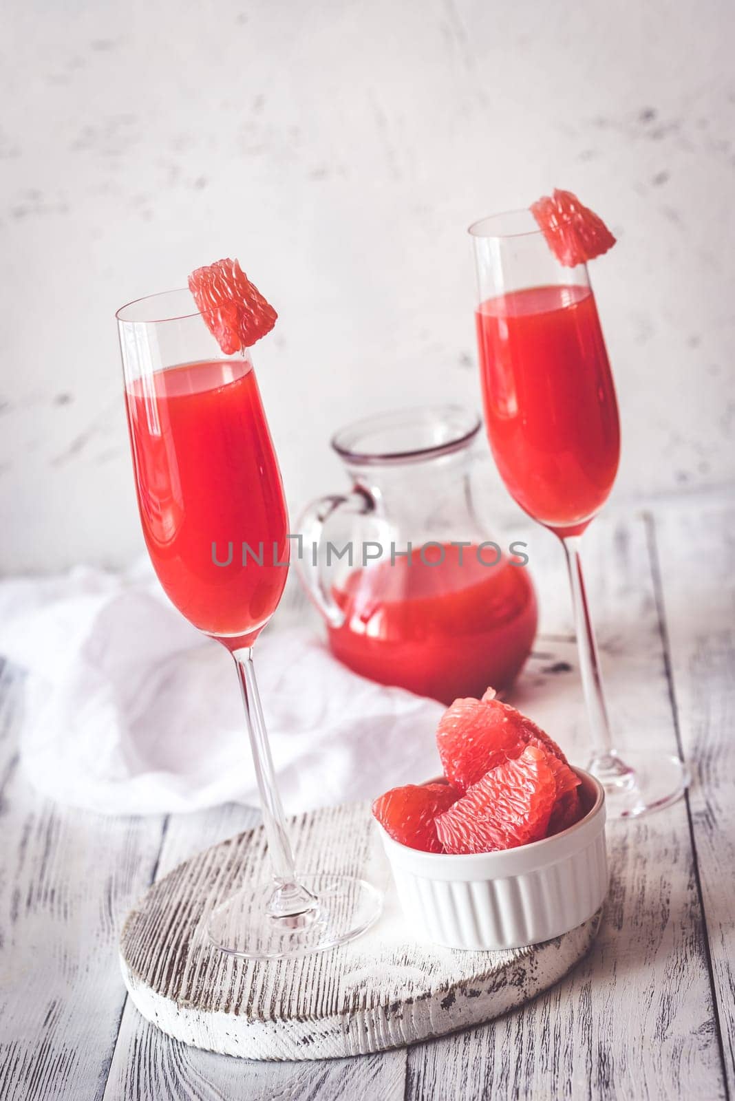 Glasses of Mimosa cocktail
