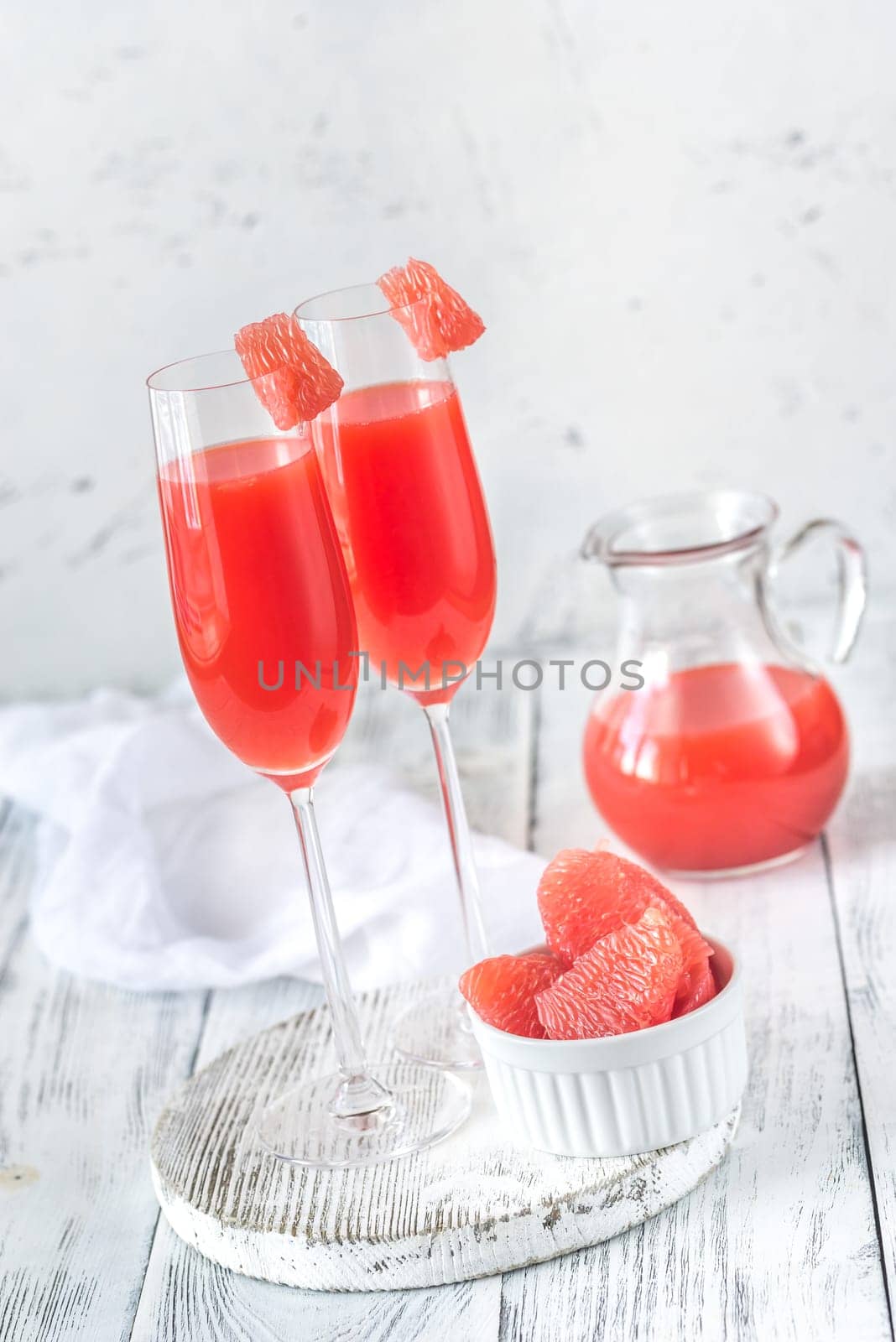 Glasses of Mimosa cocktail