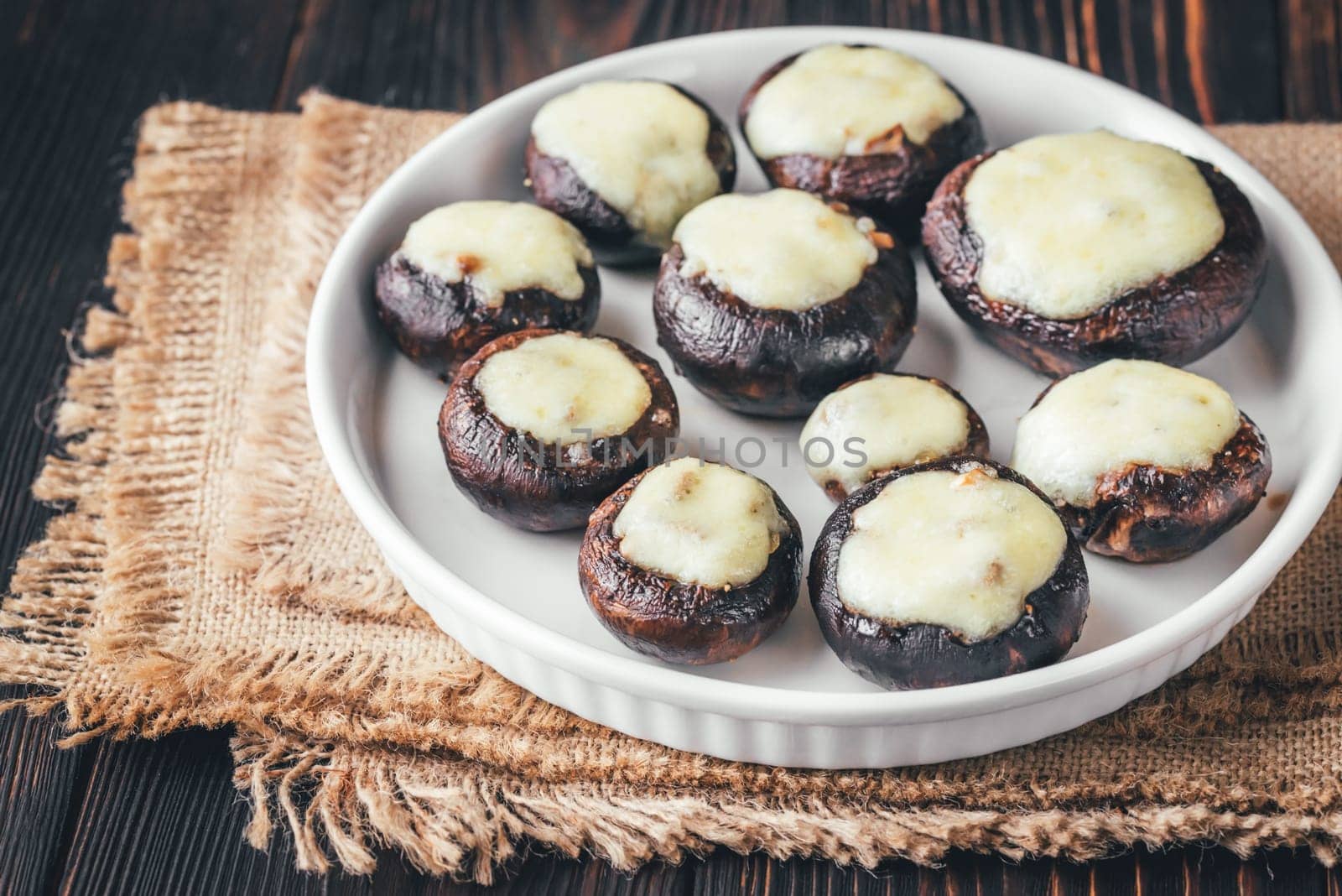 Baked mushrooms stuffed with mozzarella