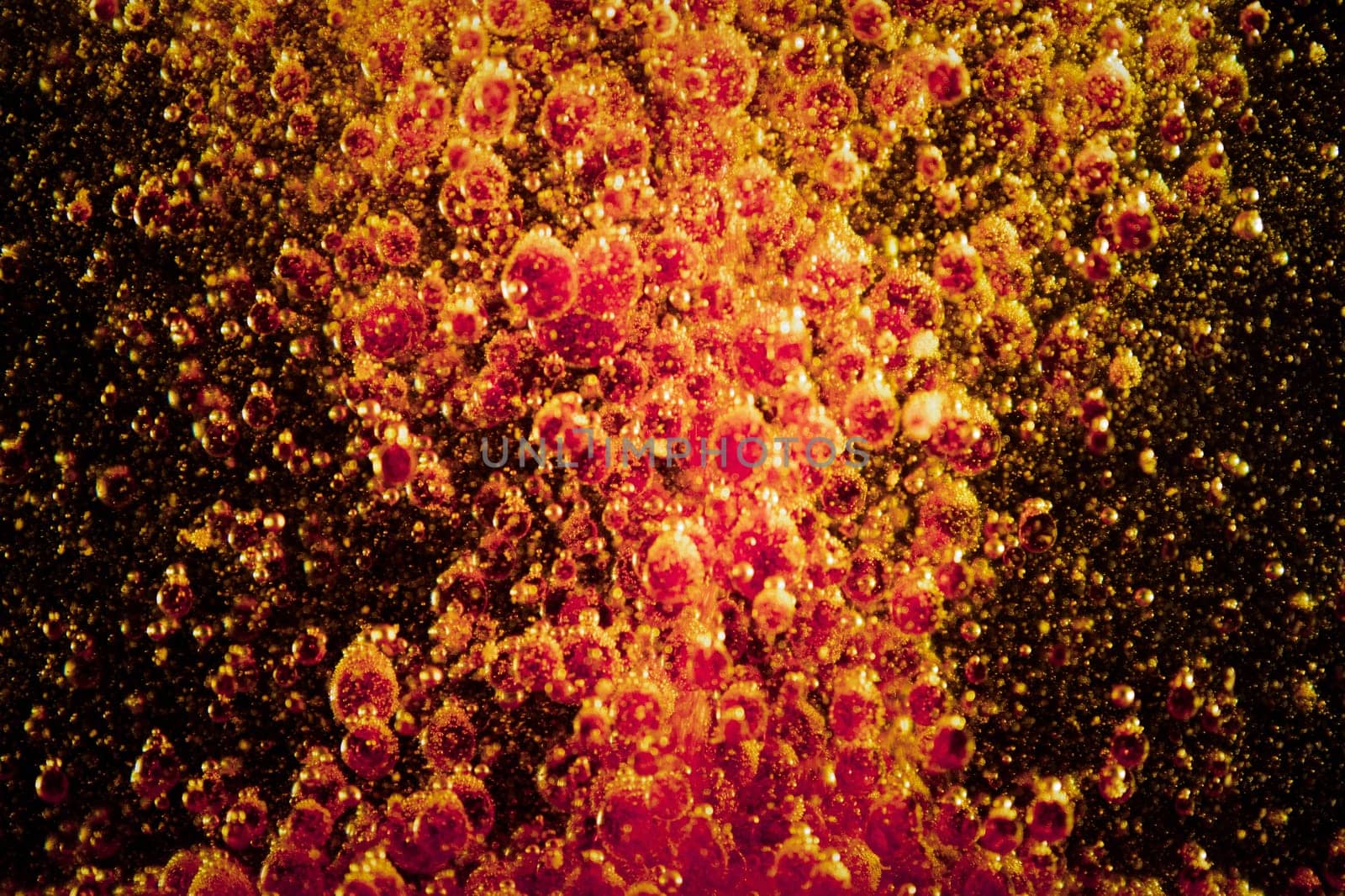 Colorful bubbly liquid in with unique shapes and pattern. Artistic abstract design. - image