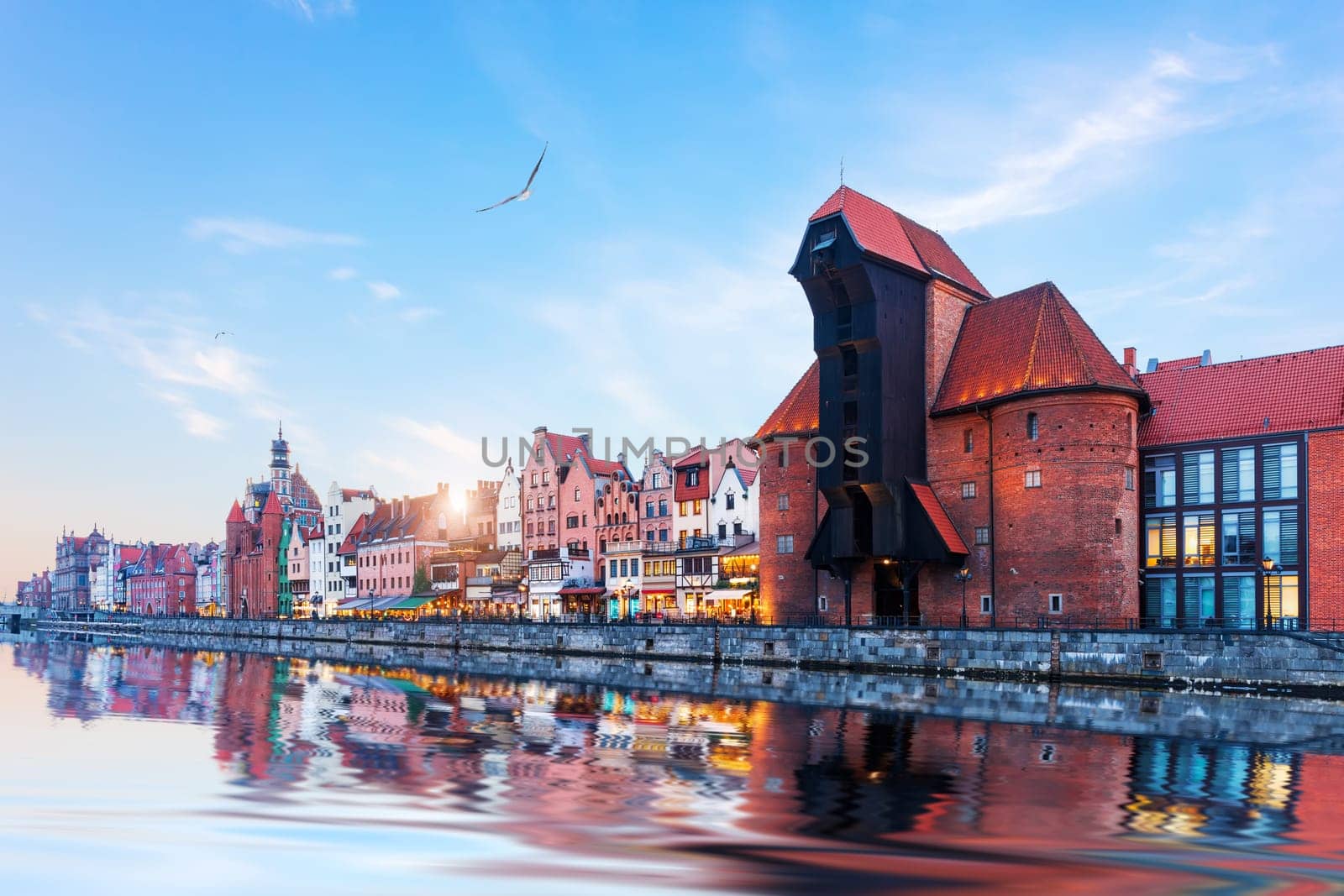 Zuraw Port Crane of Gdansk, the Motlawa view.