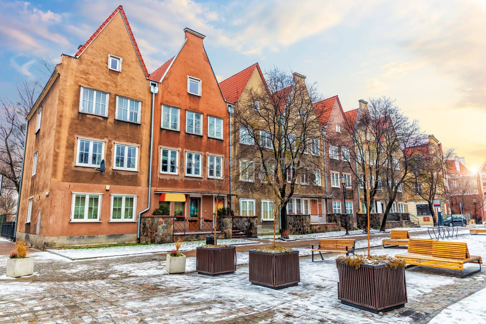 Dutch style colorful houses in Gdansk, Poland.