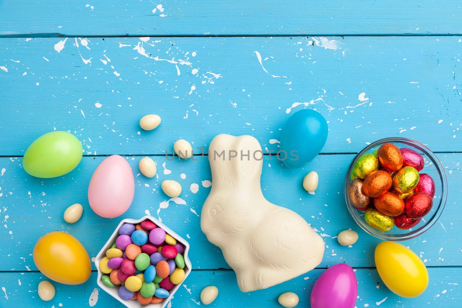 Delicious and traditional white chocolate Easter holiday bunny