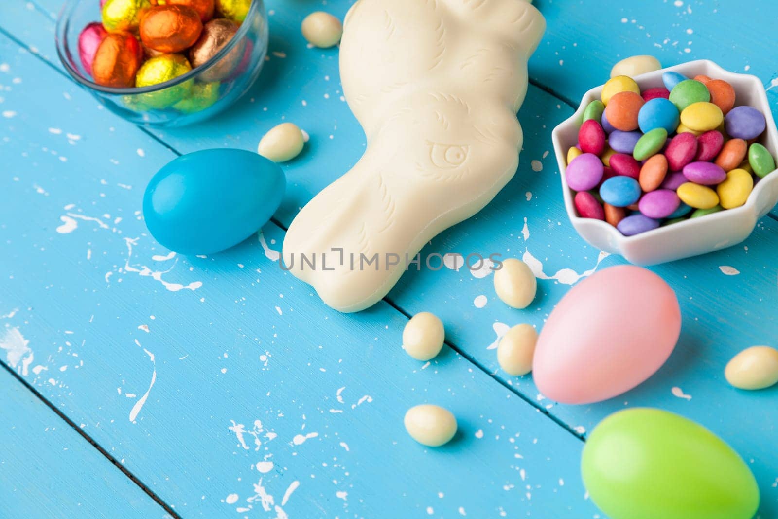 Delicious and traditional white chocolate Easter holiday bunny