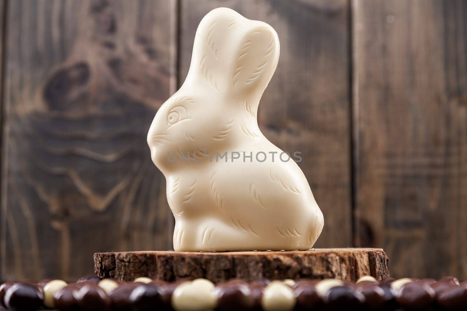 Delicious and traditional white chocolate Easter holiday bunny
