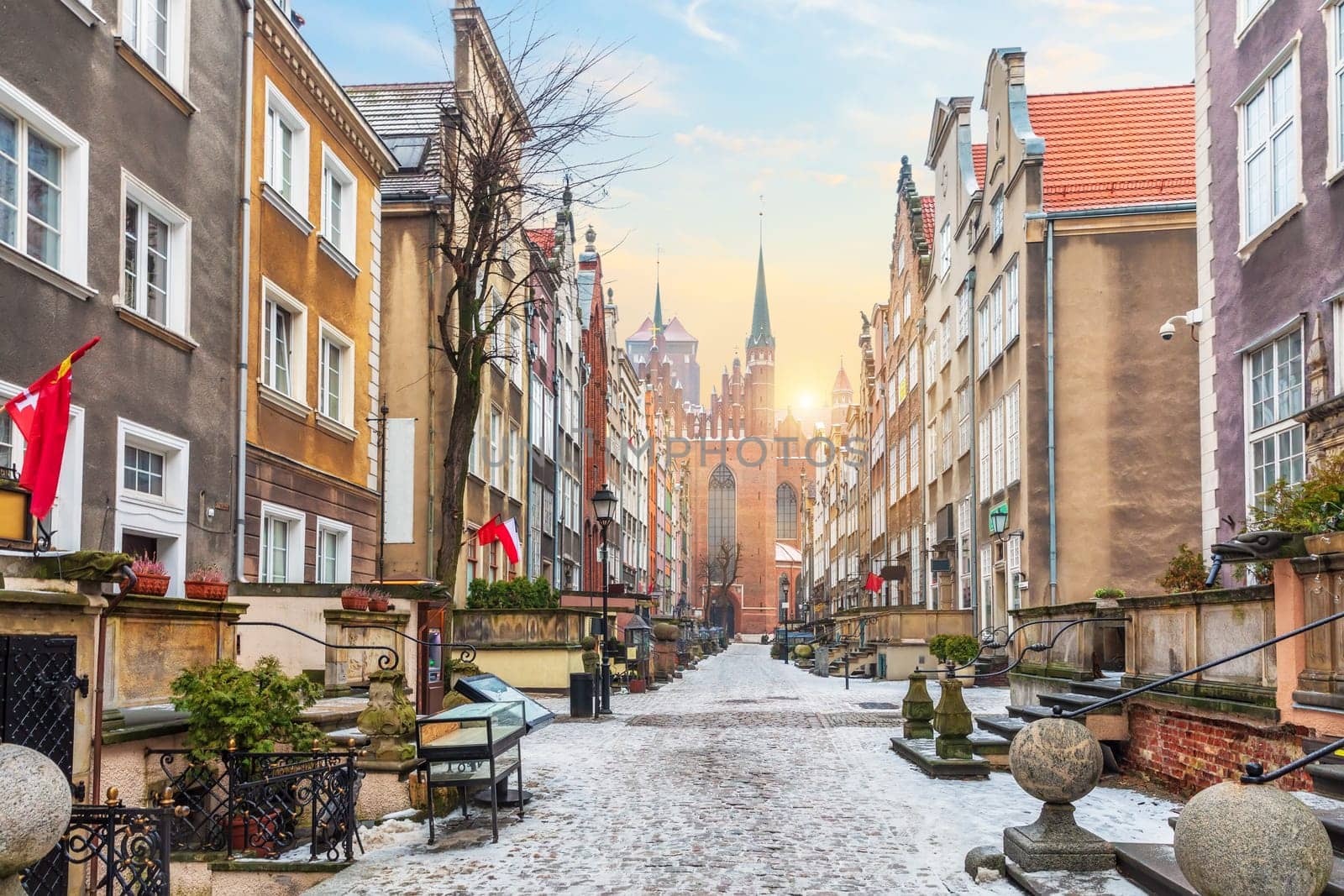 Mariacka street, a famous European street in Gdansk near the Basilica of the Assumption of the Blessed Virgin Mary.