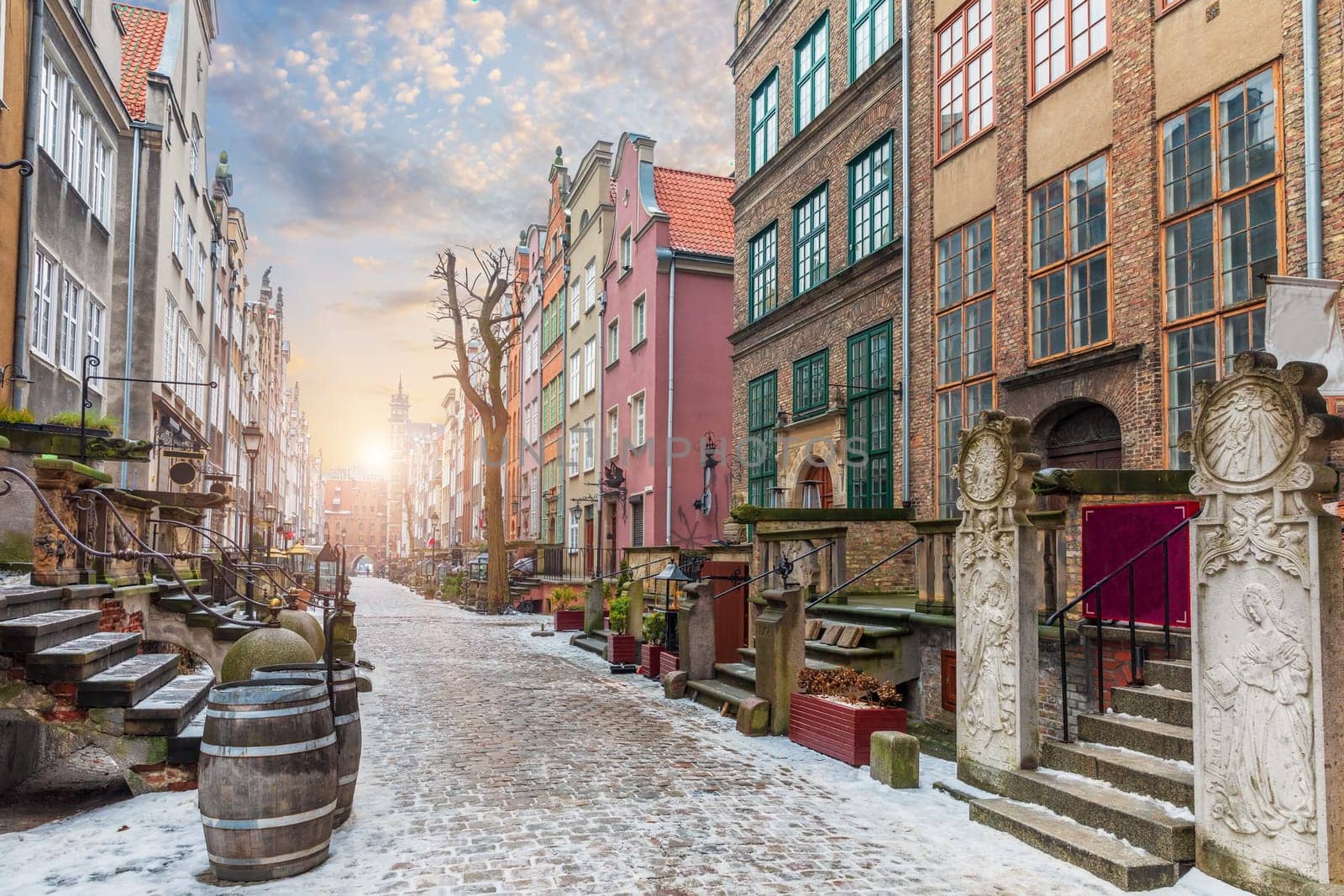 Mariacka street, a famous old european street in Gdansk, Poland, no people.