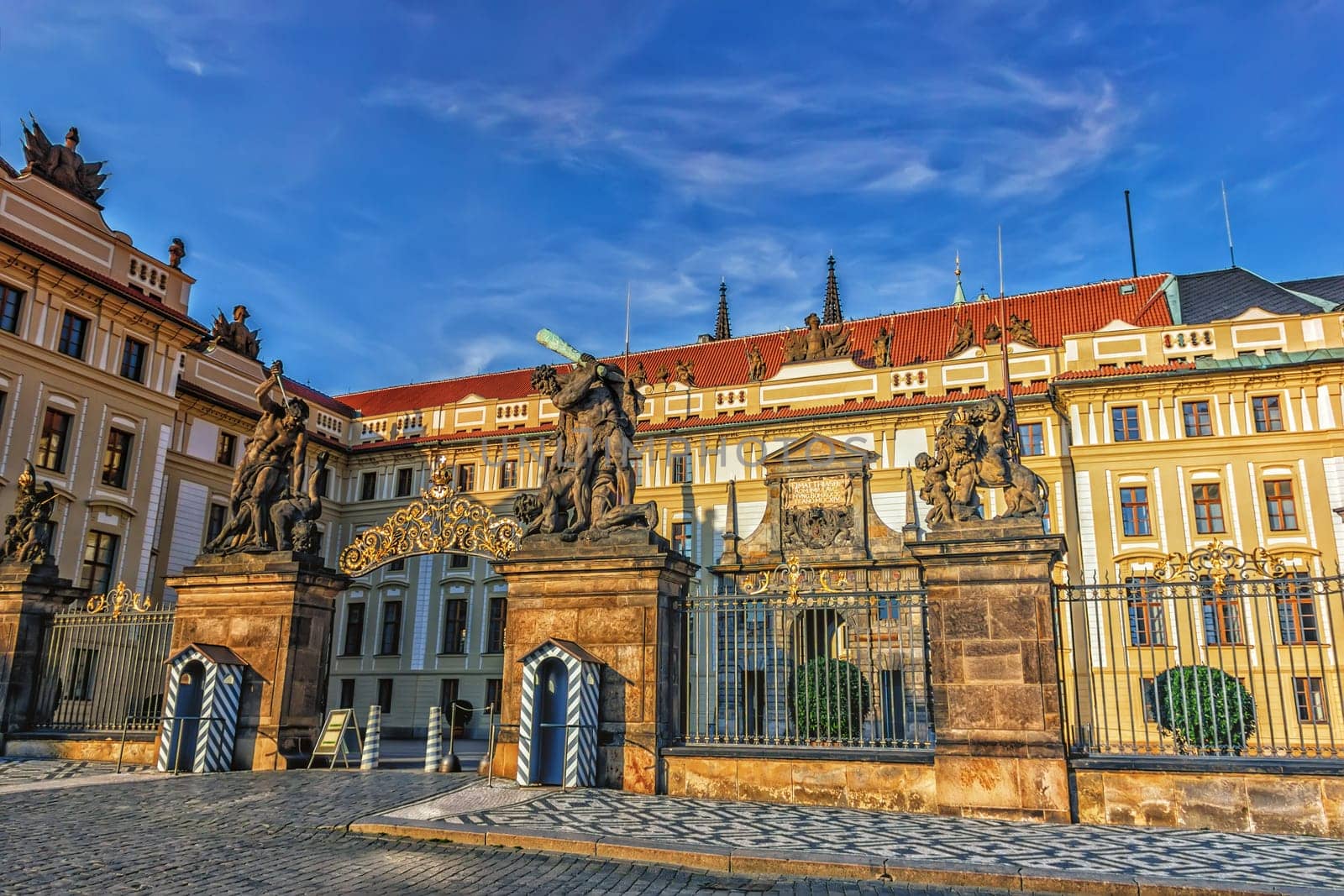 Prague Castle main entrance near Matthias Gate, no people.