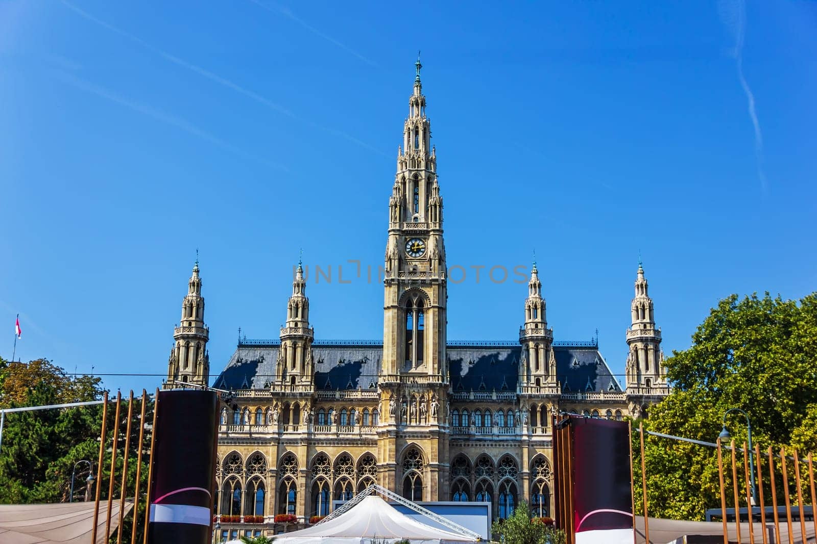 Vienna City Hall in Austria, beautiful summer view.