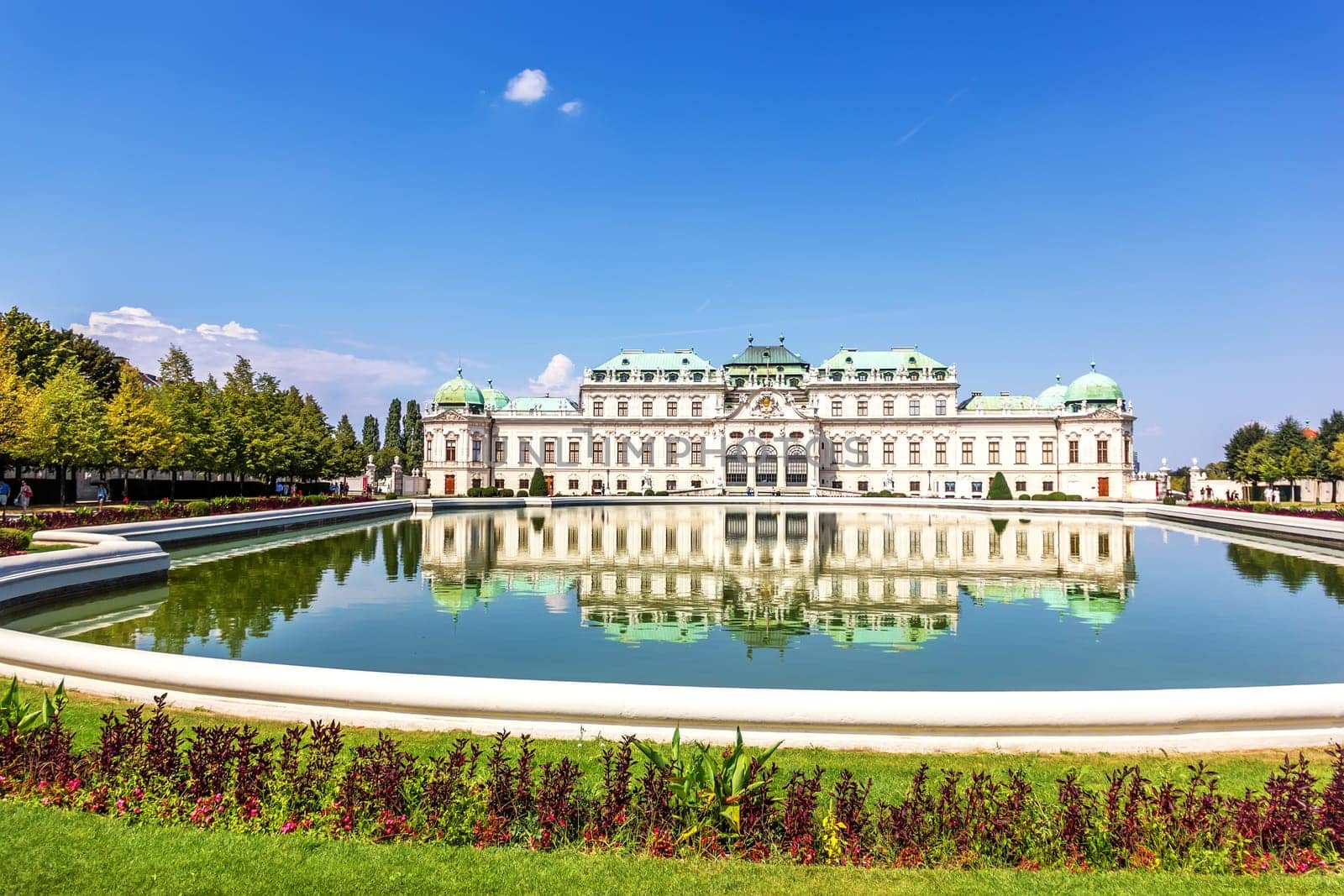 Belvedere Palace, south facade, view from the pond in Vienna.