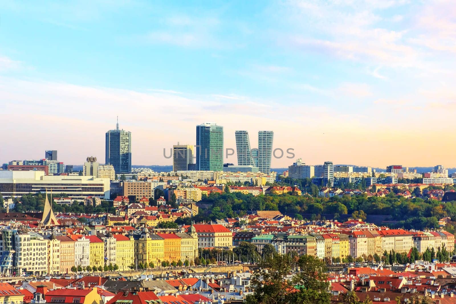 Old houses and new towers of Prague.