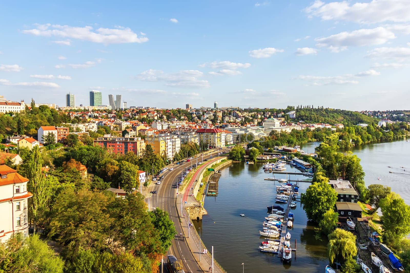 Prague view from the bridge over the Vltava.