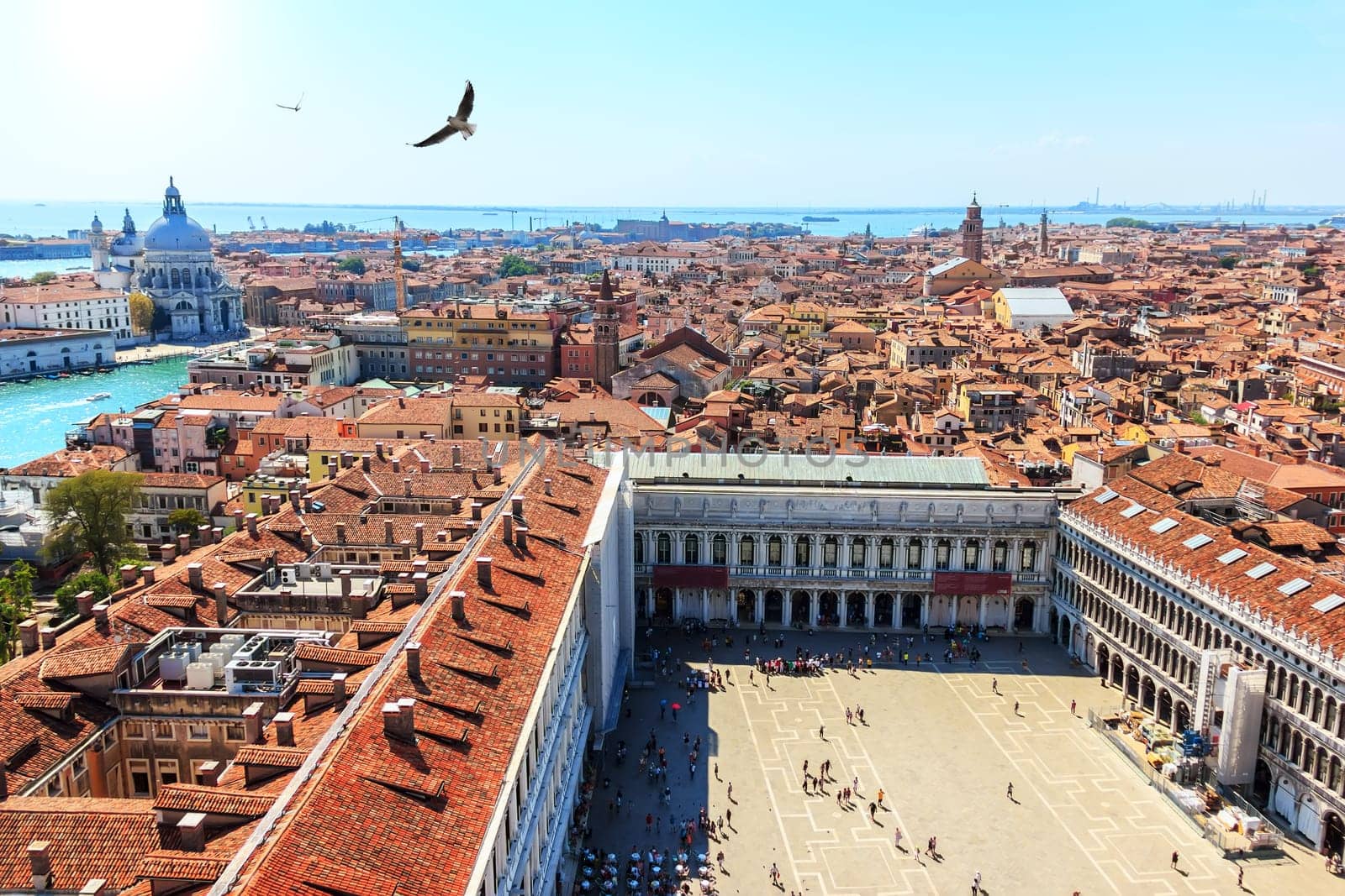 Square San Marco and aerial view on Venice, Italy.