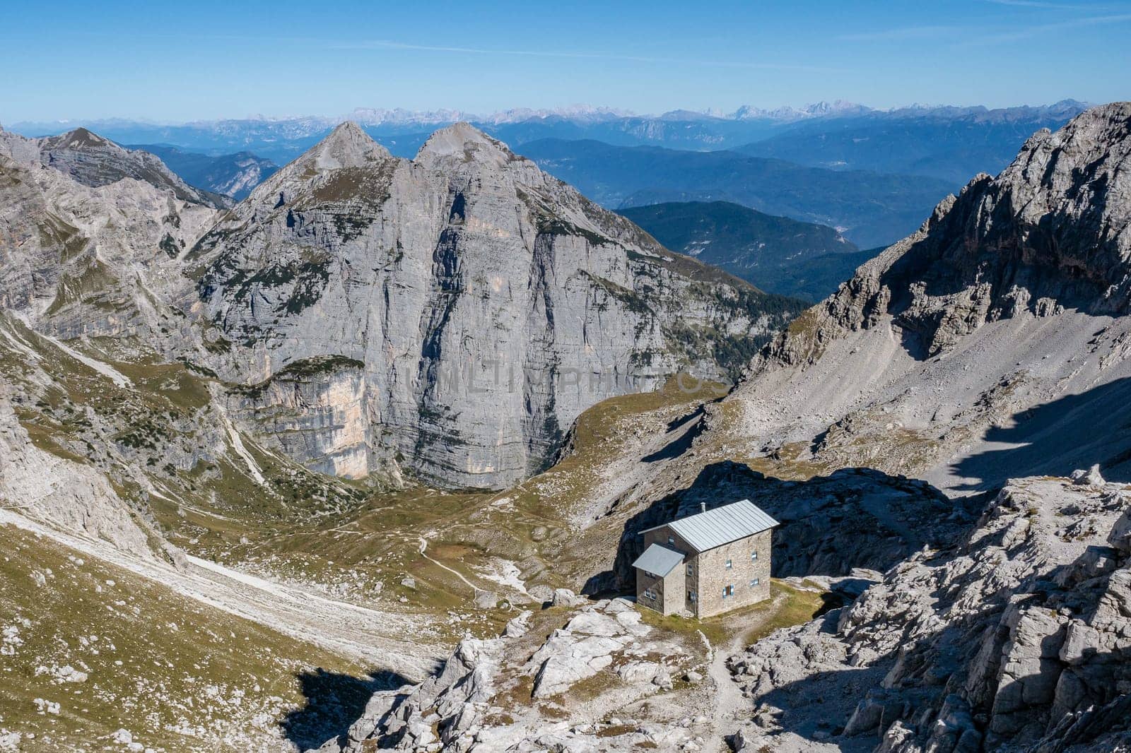 Mountain peaks in the Dolomites Alps. Beautiful nature of Italy.