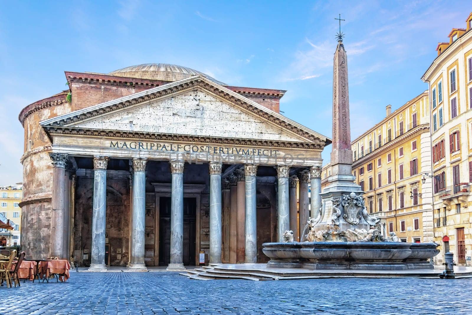 Pantheon in Rome, famous Roman temple in Italy, no people.