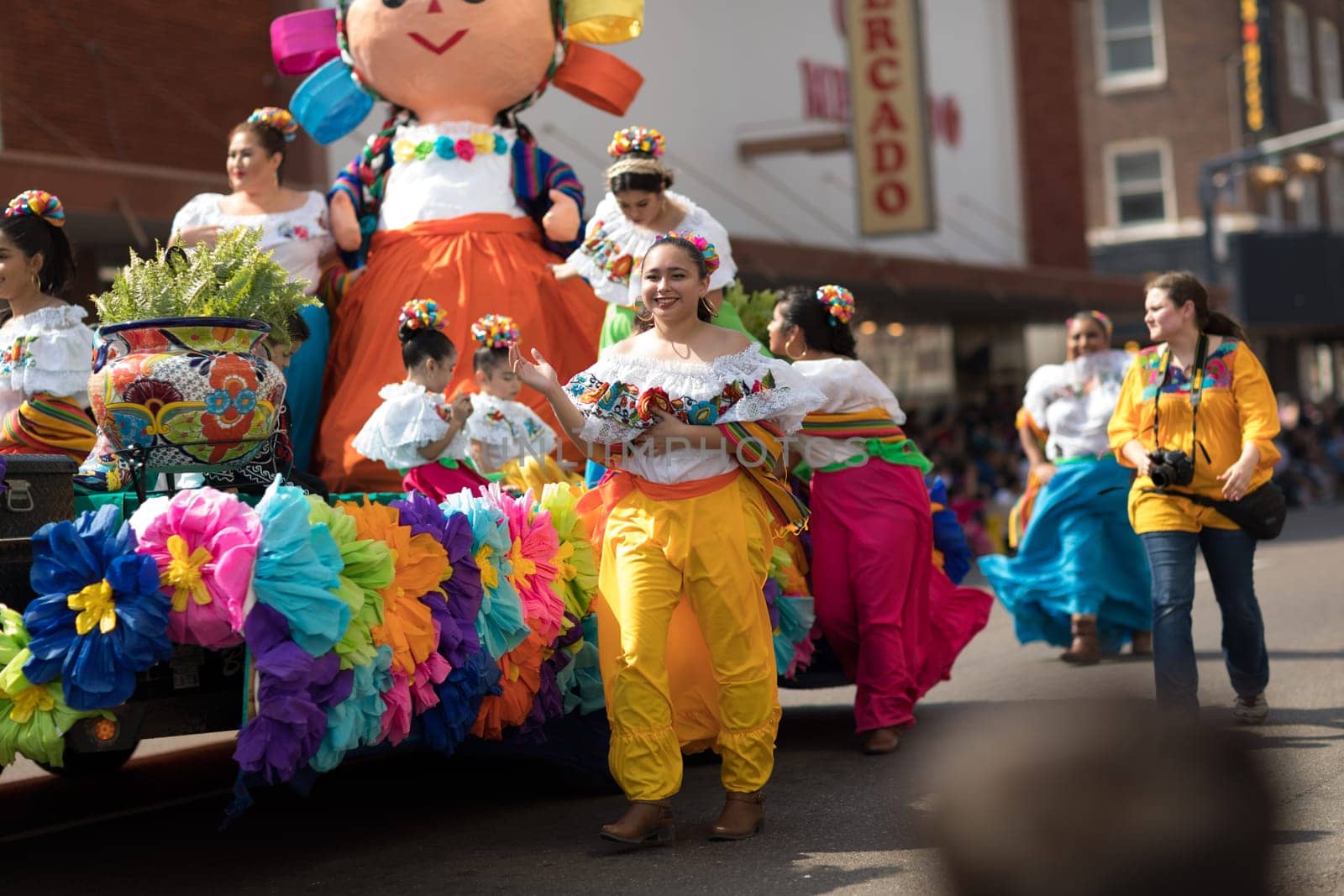 Brownsville, Texas, USA - February 24, 2018, Grand International Parade is part of the Charro Days Fiesta - Fiestas Mexicanas, A bi-national festival between USA and Mexico.