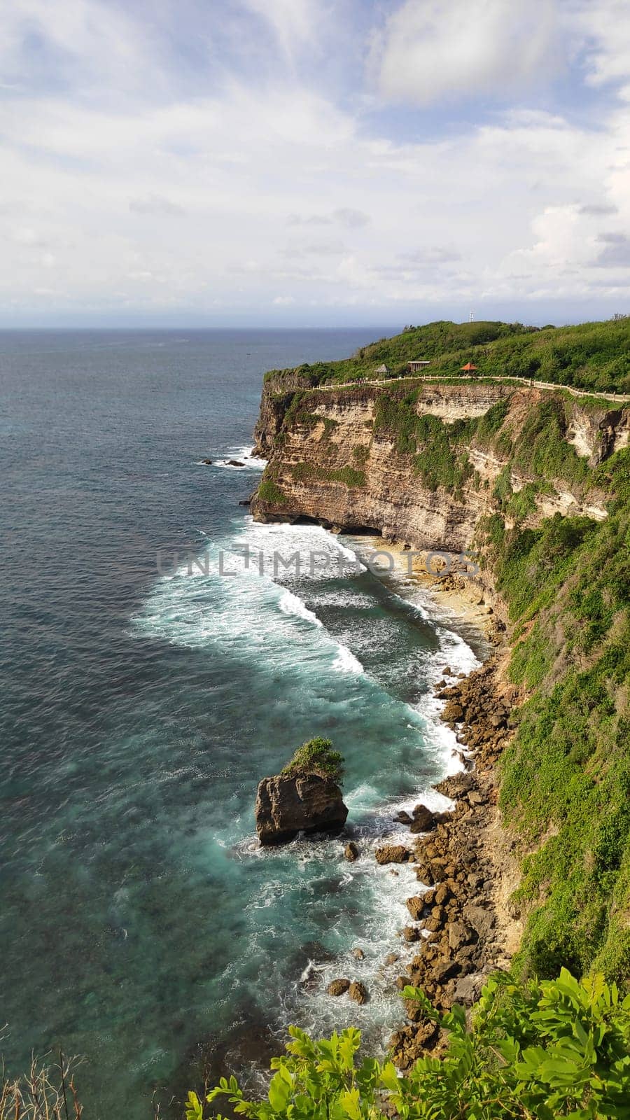 Cliff at Uluwatu Temple or Pura Luhur Uluwatu. One of tourist attraction in Bali Indonesia.