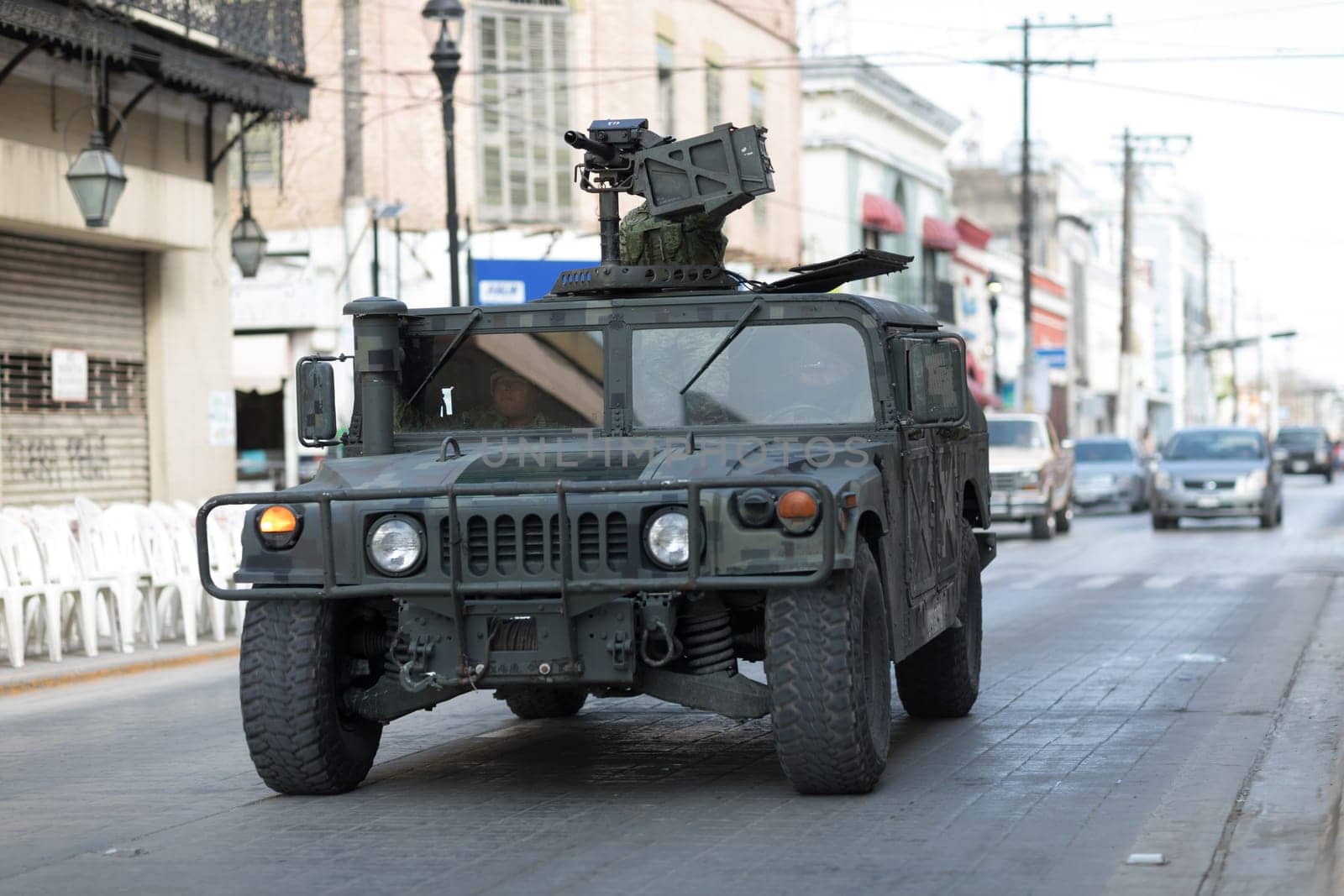 Matamoros, Tamaulipas, Mexico - February 24, 2018: Mexican armed forces during operations in north easthern Mexico.