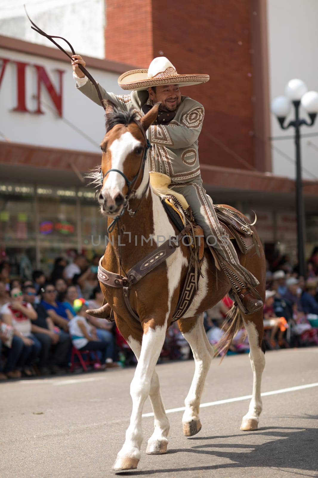Brownsville, Texas, USA - February 24, 2018, Grand International Parade is part of the Charro Days Fiesta - Fiestas Mexicanas, A bi-national festival between USA and Mexico.