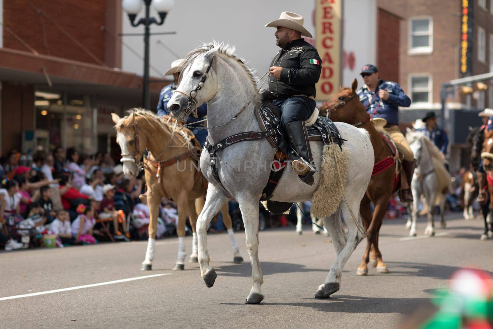 Brownsville, Texas, USA - February 24, 2018, Grand International Parade is part of the Charro Days Fiesta - Fiestas Mexicanas, A bi-national festival between USA and Mexico.