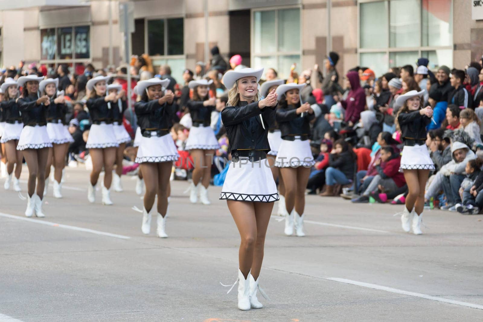 Houston, Texas, USA - November 23, 2017, The H-E-B Thanksgiving Day Parade in Houston began in 1949, when Santa arrived at Union Station and rode his sleigh to the downtown Foley’s. A holiday tradition showcasing the Houston community on Thanksgiving morning.