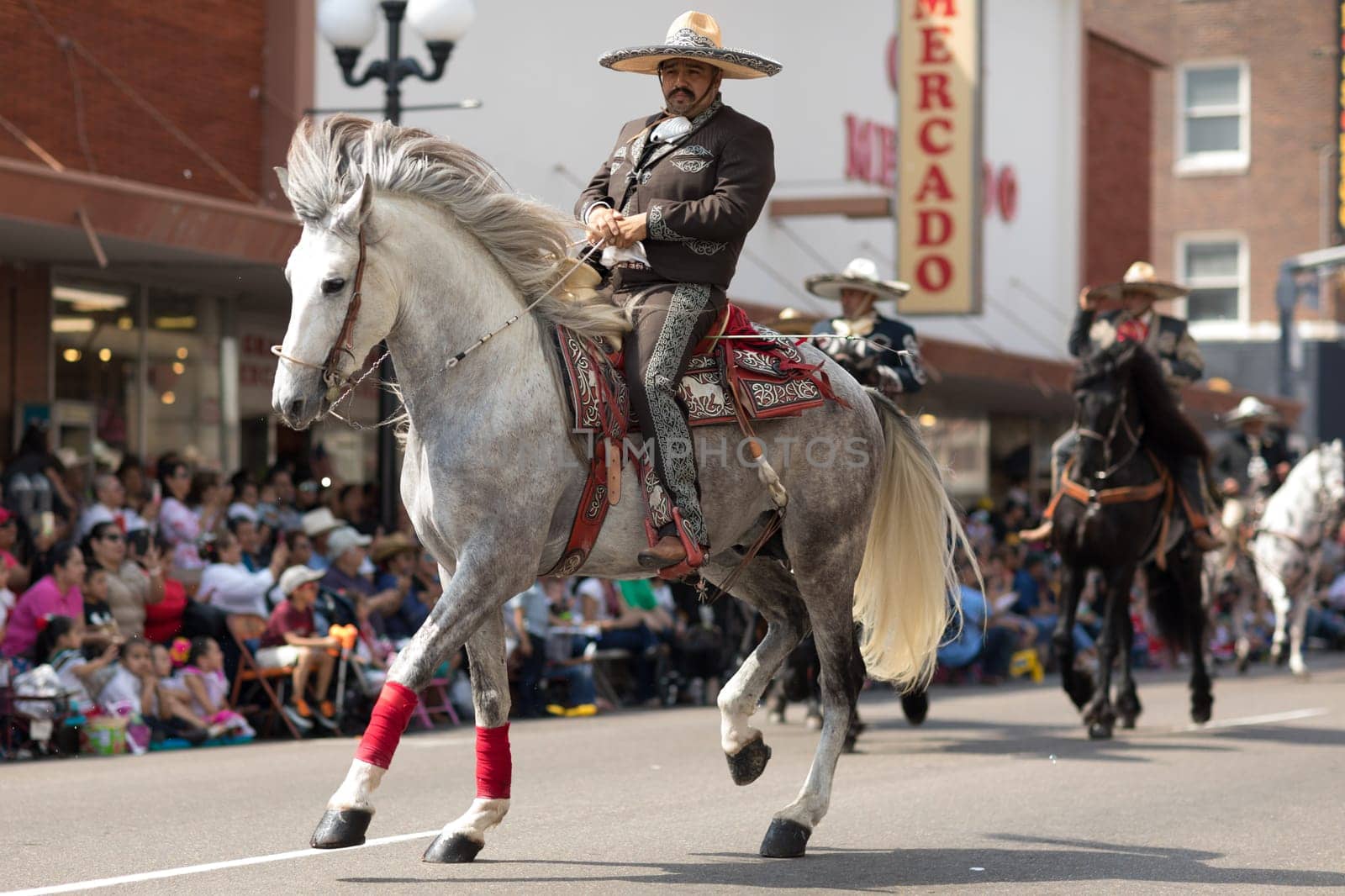 Brownsville, Texas, USA - February 24, 2018, Grand International Parade is part of the Charro Days Fiesta - Fiestas Mexicanas, A bi-national festival between USA and Mexico.