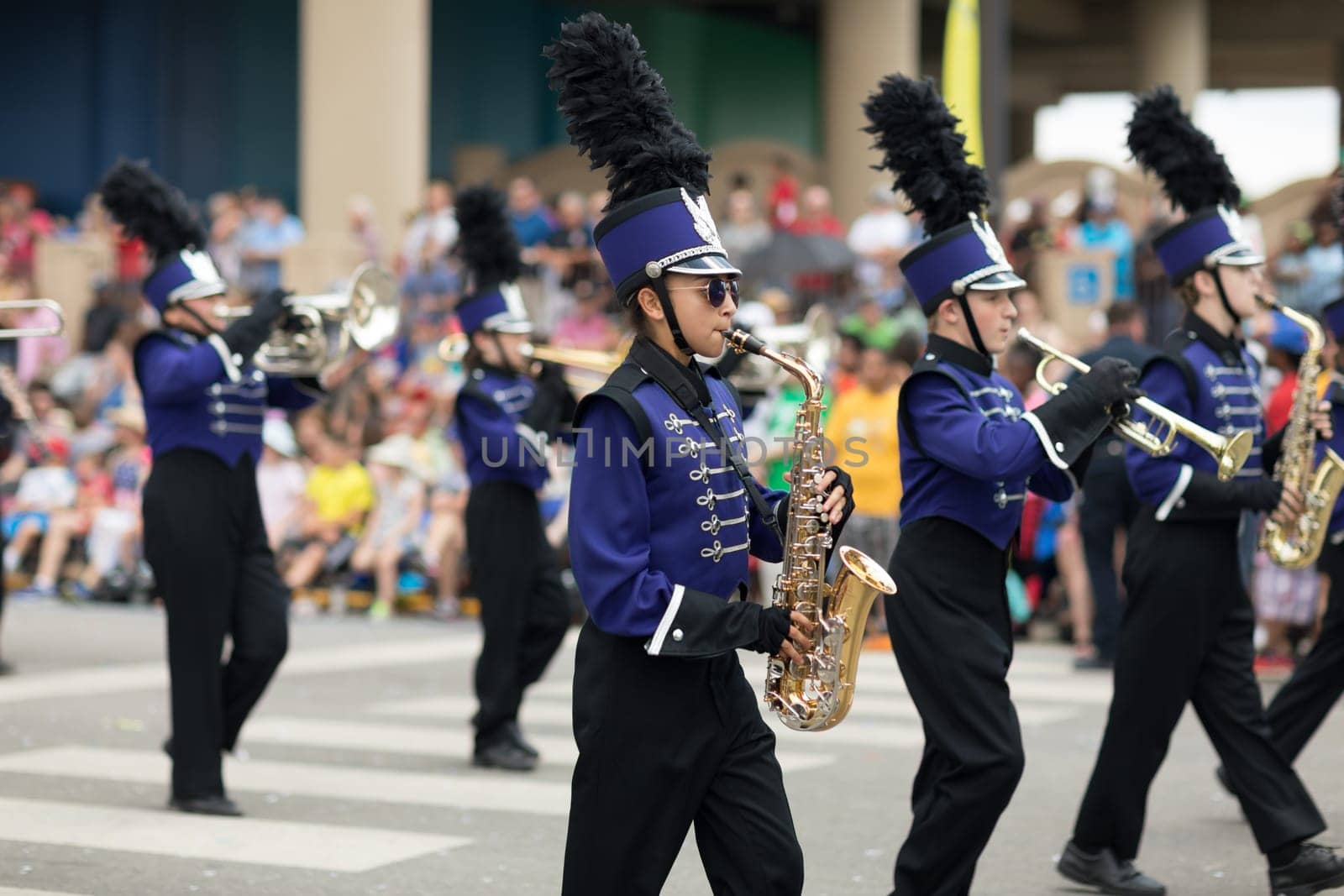 Indianapolis, Indiana, USA - May 26, 2018, The Pride Of Paoli Band performs at the Indy 500 Parade