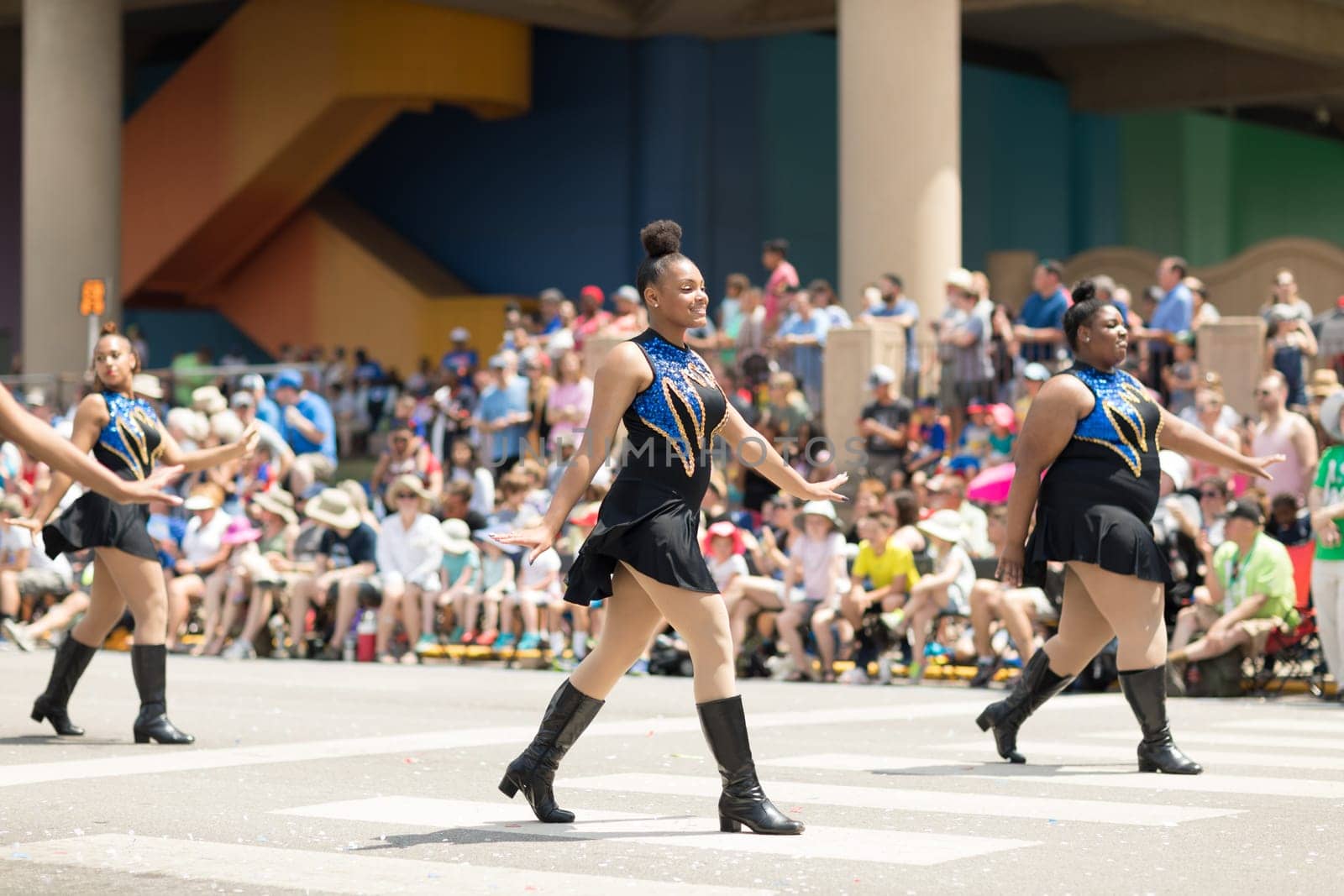 Indianapolis, Indiana, USA - May 26, 2018,  The Indianapolis Public Schools All - City Marching Band performs at the Indy 500 Parade