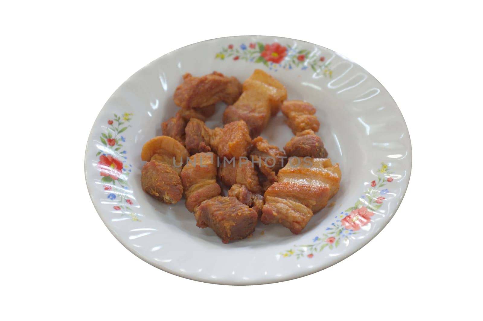 Deep fried pork belly with fish sauce , Thai food