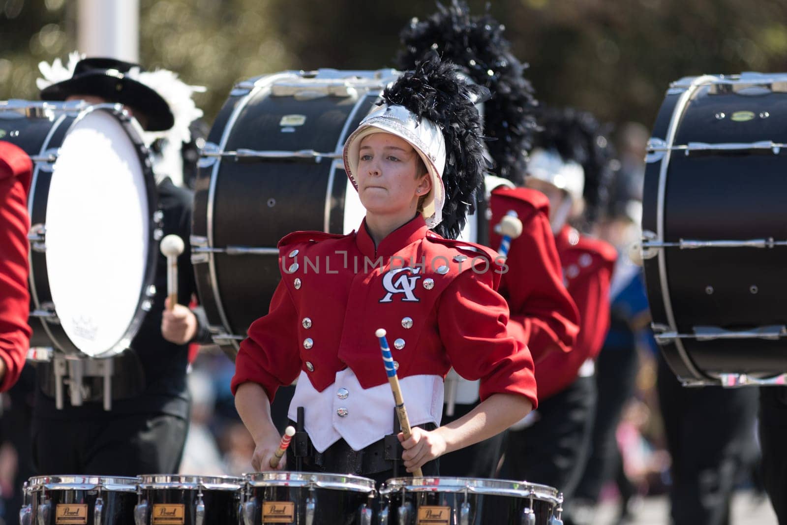 Washington, D.C., USA - April 14, 2018 Glynn Academy Marching Band in the 2018 National Cherry Blossom Parade
